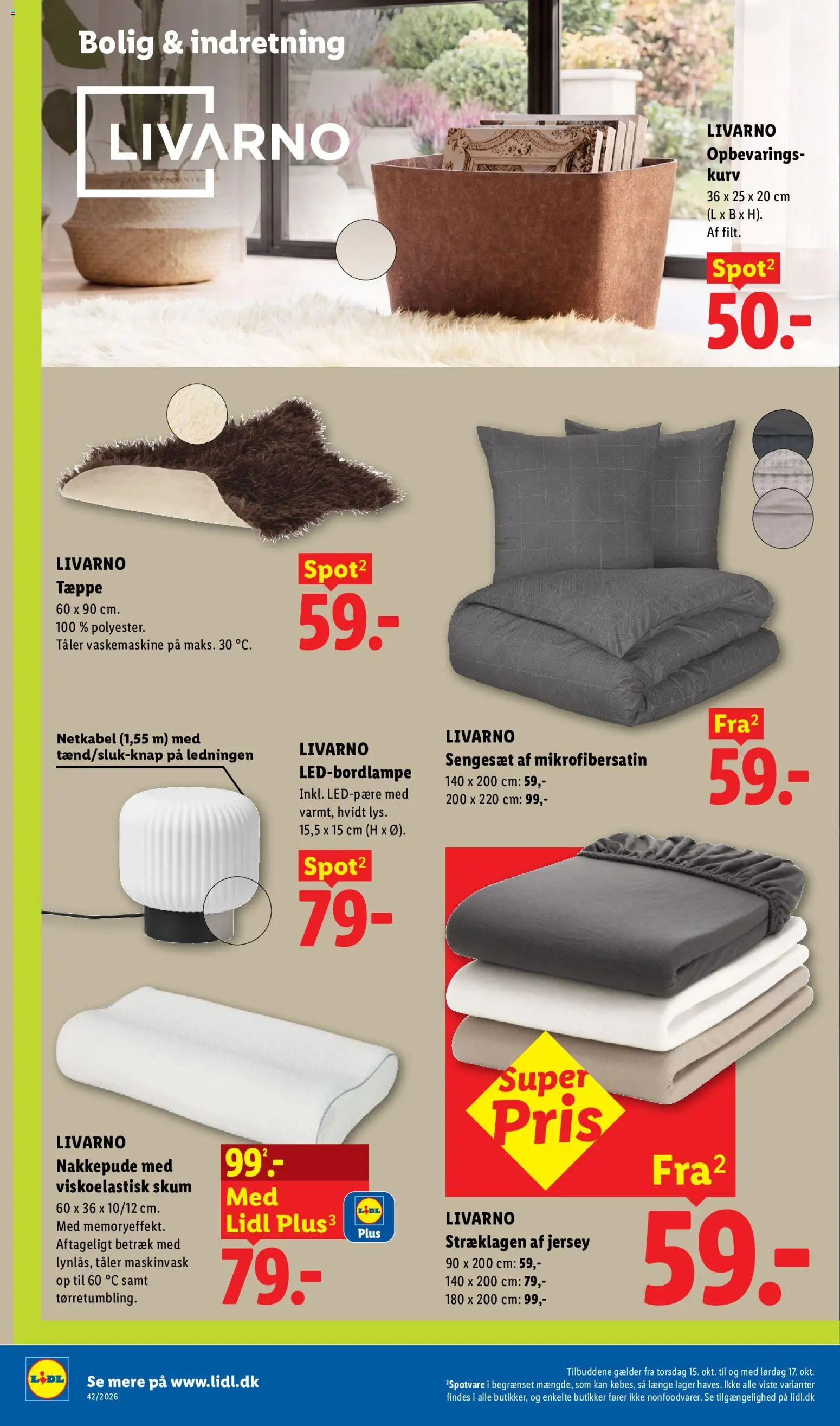 Lidl tilbudsavis – gyldig fra 11/10/2026 | Side: 15 | Produkter: Tæppe, Kurv, Sengesæt, Søm