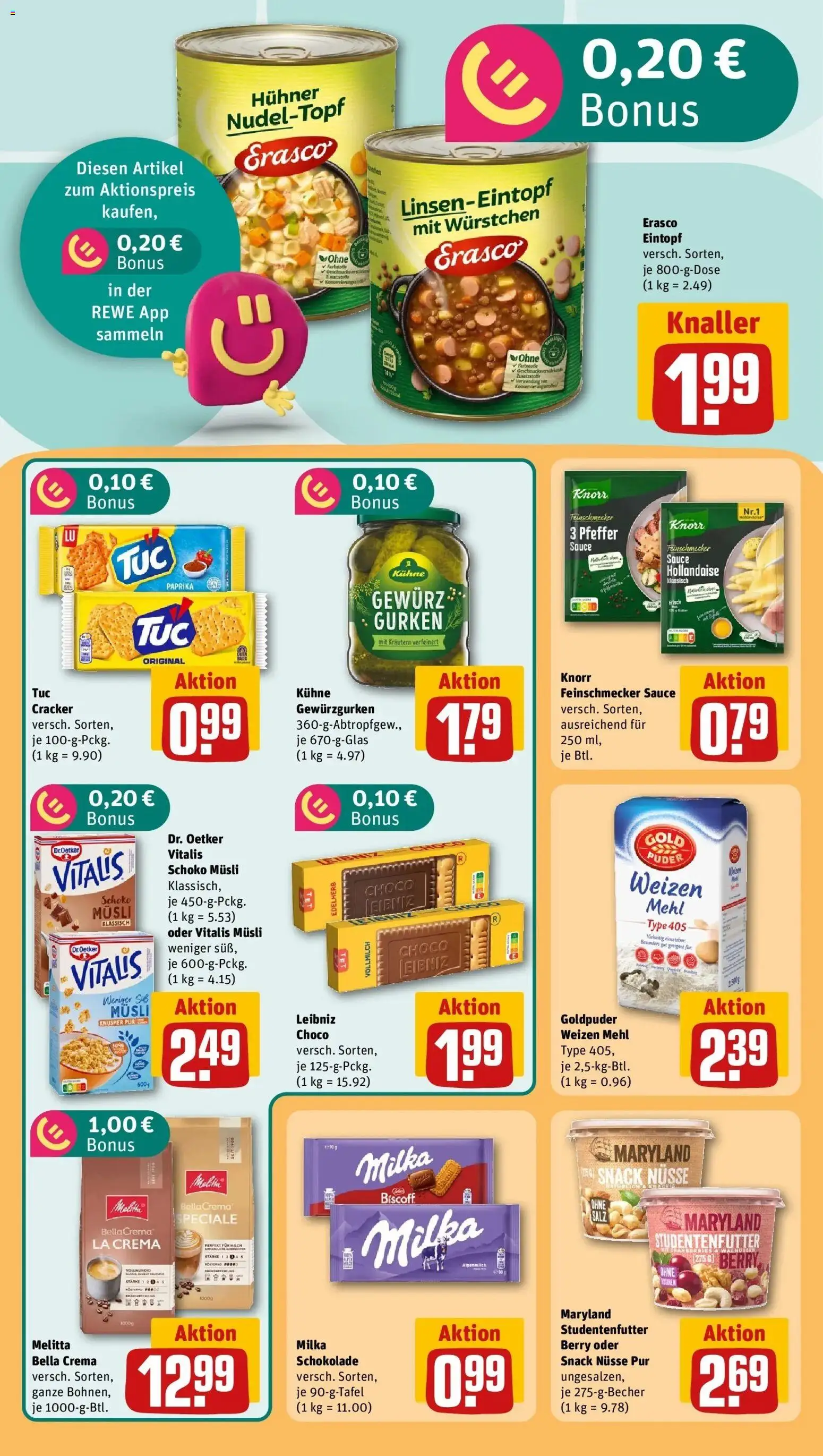 REWE Prospekt ab 12.10.2026 zum Blättern » Angebote | Seite: 14 | Produkte: Musli, Pfeffer, Erasco, Nüsse