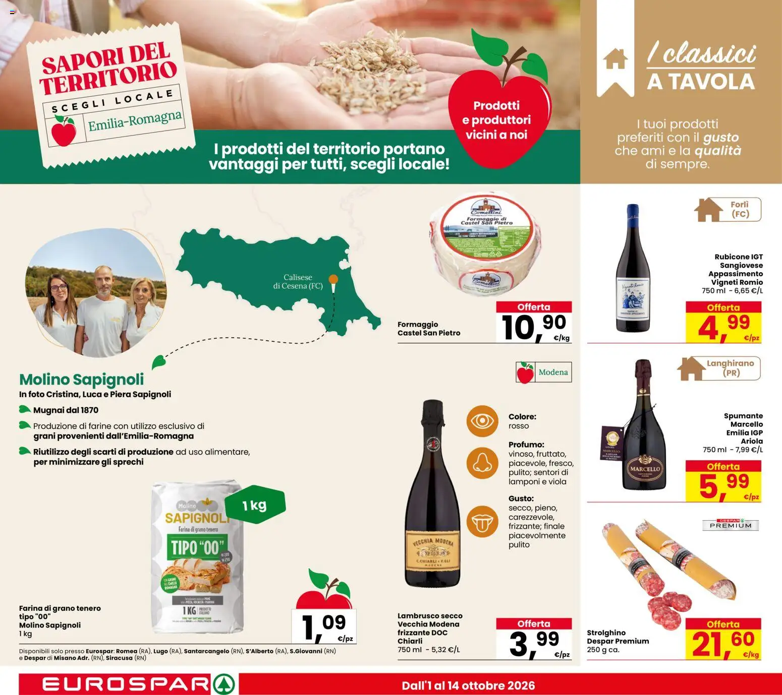 Volantino Eurospar del 01/10/2026 | Pagina: 12 | Prodotti: Lamponi, Farina, Lambrusco, Profumo