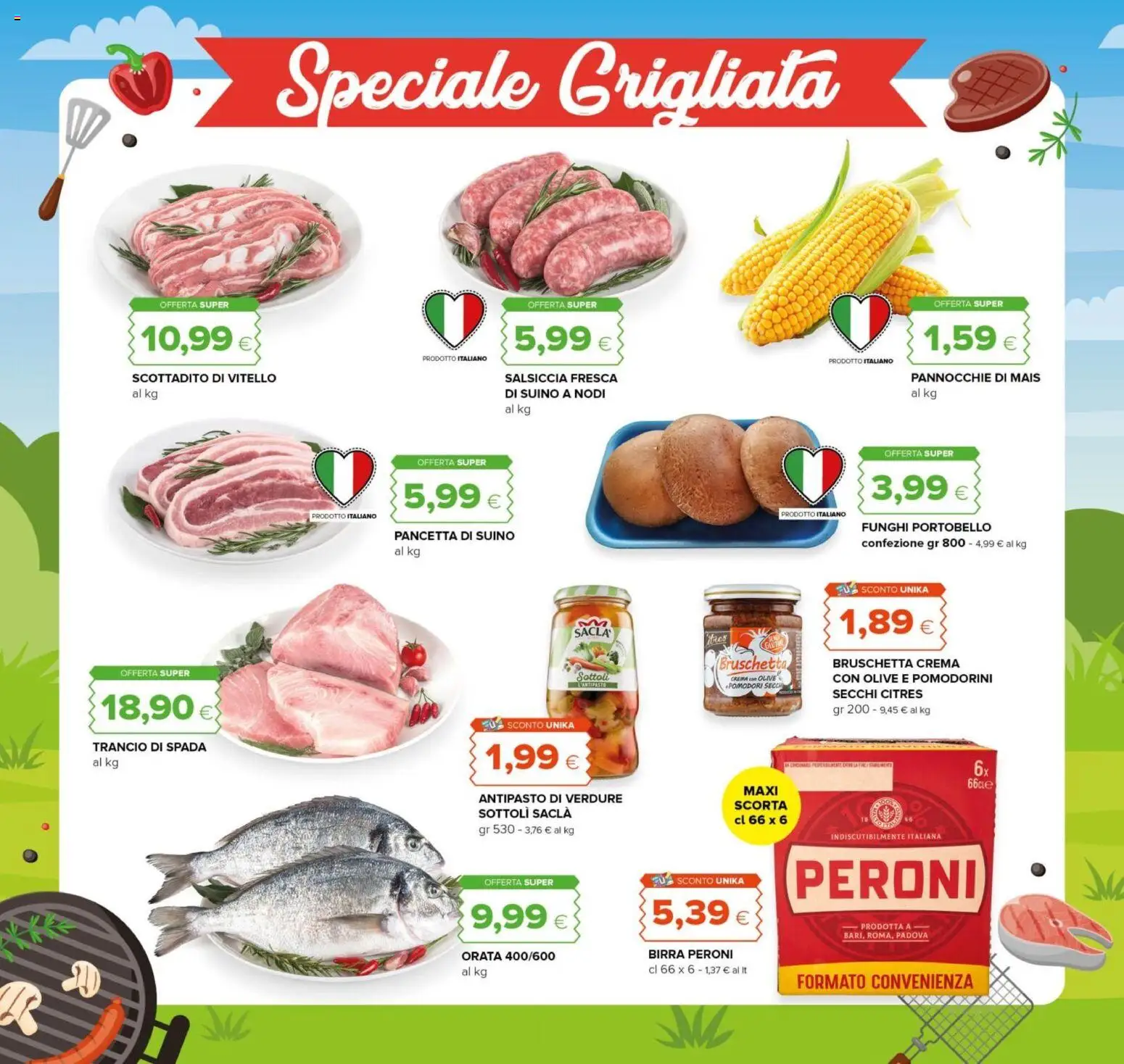 Volantino Oasi del 10/08/2026 | Pagina: 2 | Prodotti: Pomodorini, Scottadito, Orata, Suino