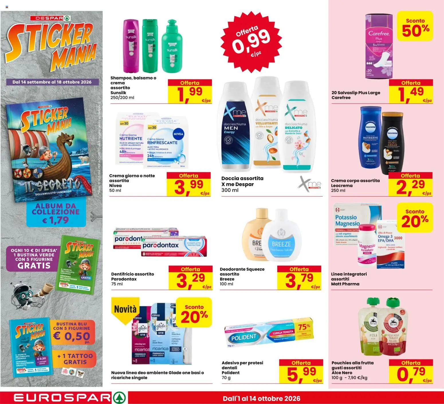 Volantino Eurospar del 01/10/2026 | Pagina: 22 | Prodotti: Balsamo, Dentifricio, Aloe vera, Omega 3