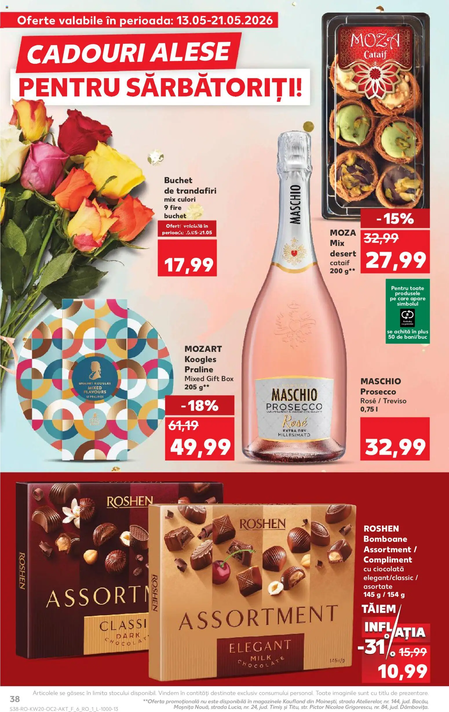 Kaufland RO akciós ujság - amely érvényes a következő dátumtól: 13.05.2026 | Oldal: 38 | Termékek: Praliné