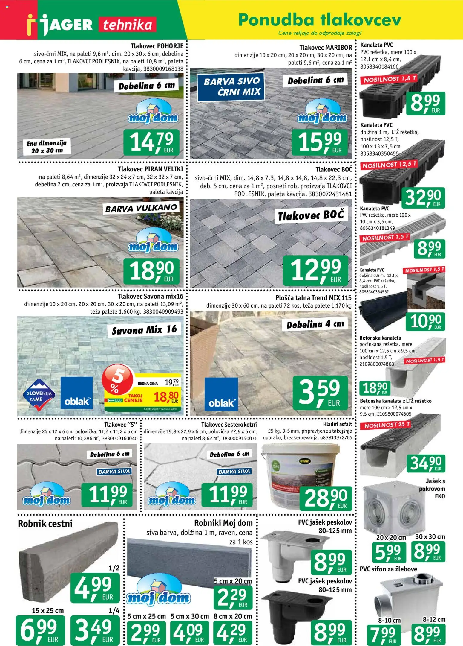 Novi Jager katalog ponudbe – veljaven od 16.09.2026 | Stran: 9 | Izdelki: Teza, Kos, Robnik, Tlakovec