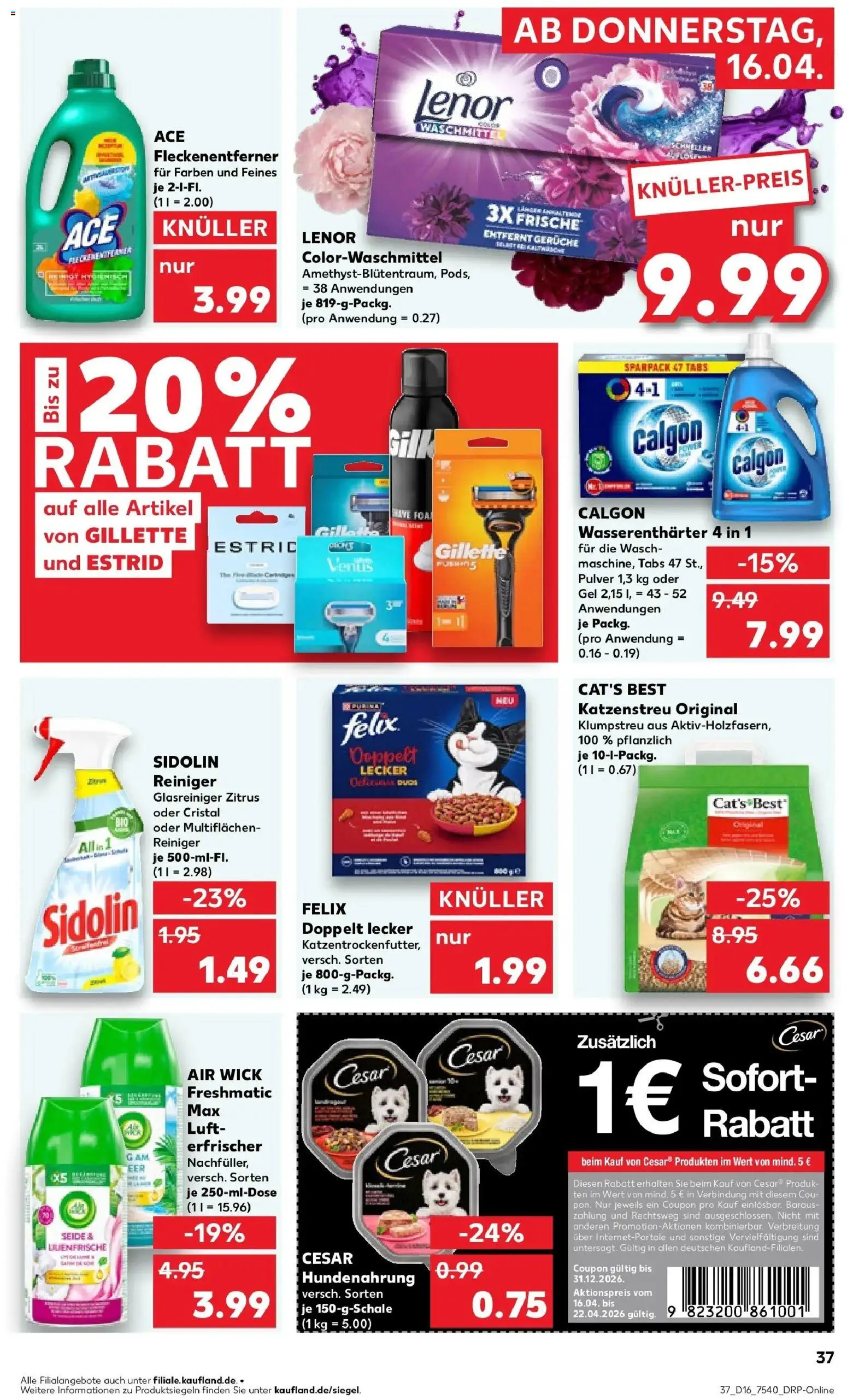 Kaufland Prospekt Gera	 – gültig ab 16.04.2026 | Seite: 37 | Produkte: Lenor, Fleckenentferner, Waschmittel
