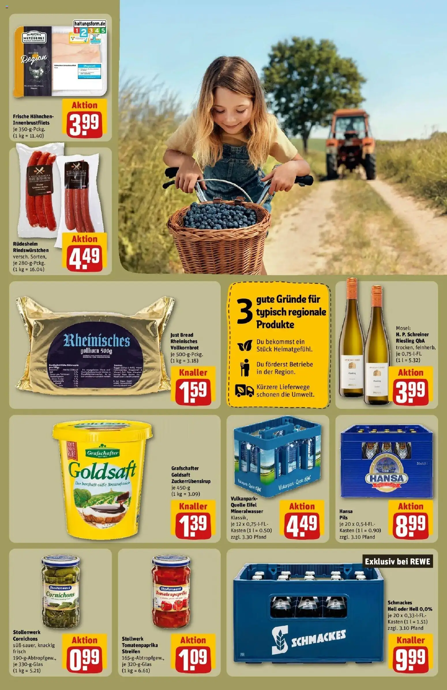 REWE Prospekt ab 24.08.2026 zum Blättern » Angebote | Seite: 23 | Produkte: Hahnchen, Vollkornbrot, Pils, Mineralwasser