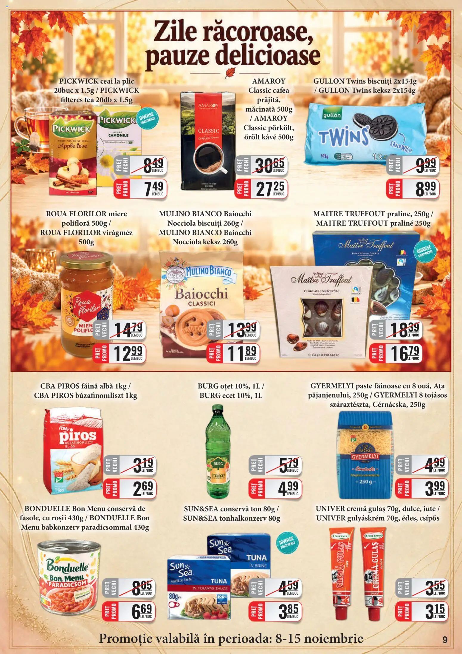 Noul catalog CBA – valabil de la 01.11.2026 | Pagină: 9 | Produse: Praline, Cafea, Oțet, Ceai