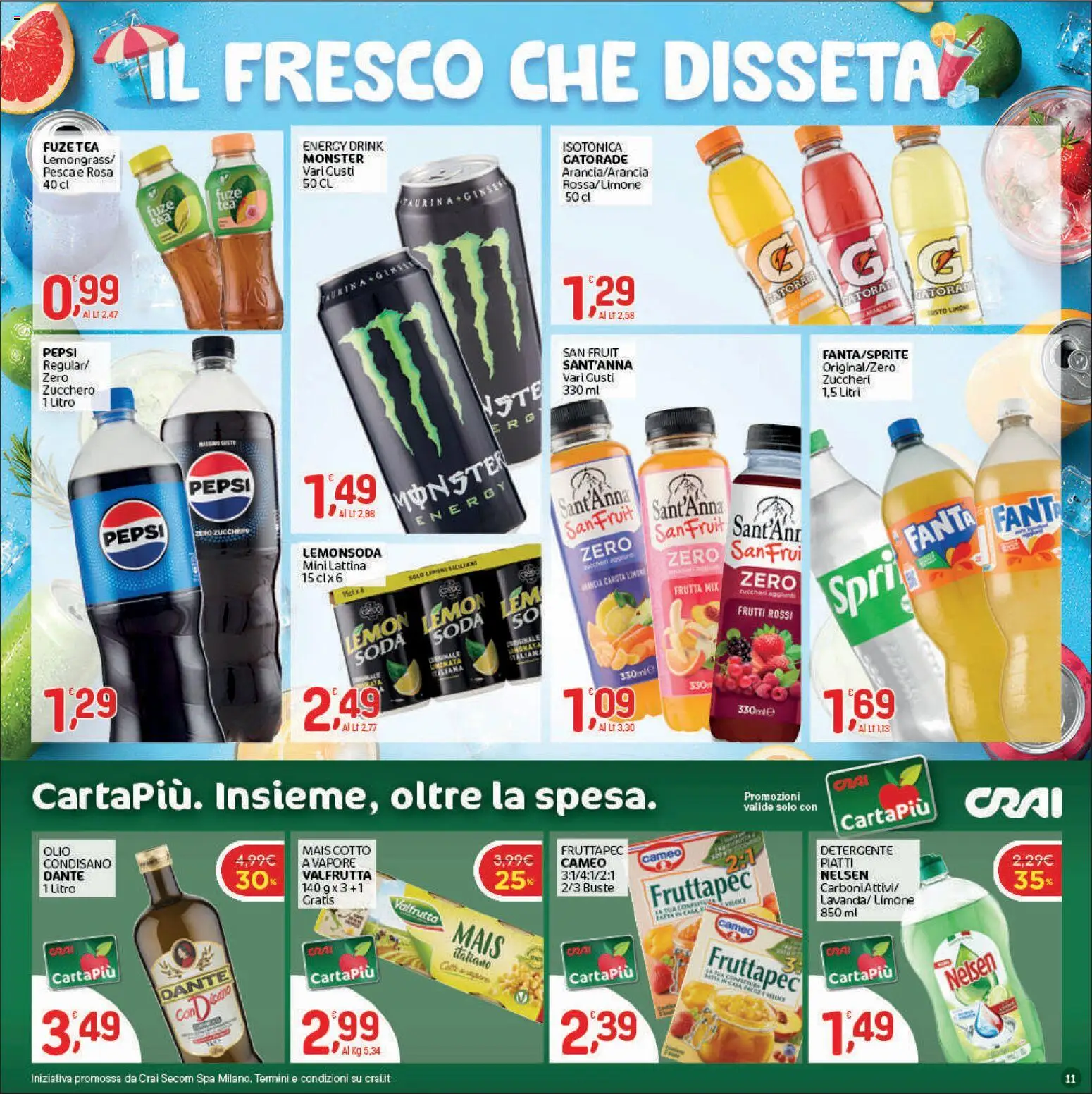 Volantino CRAI del 09/07/2026 | Pagina: 11 | Prodotti: Detergente, Zucchero, Olio, Pepsi