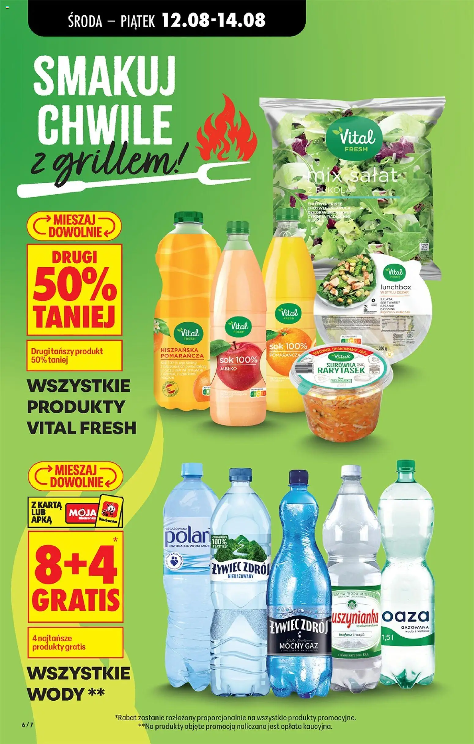 Biedronka gazetka od środy od 12.08.2026 | Strona: 6 | Produkty: Woda źródlana, Oaza, Sałata, Ser twardy