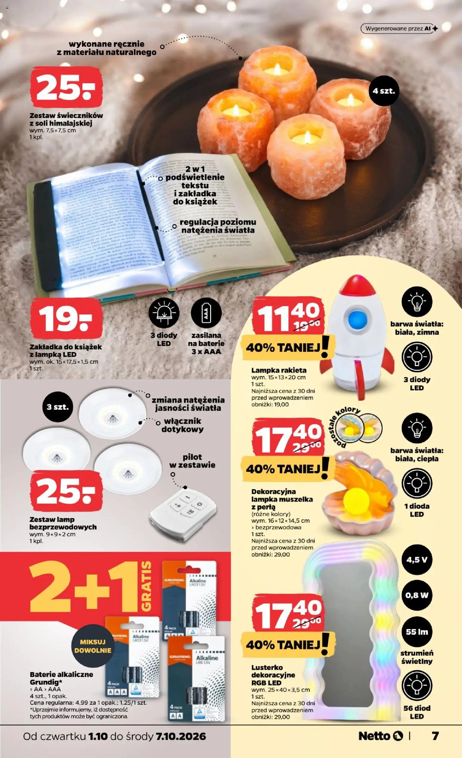 Netto gazetka od czwartku NonFood od 01.10.2026 | Strona: 7 | Produkty: Baterie, Lampka led