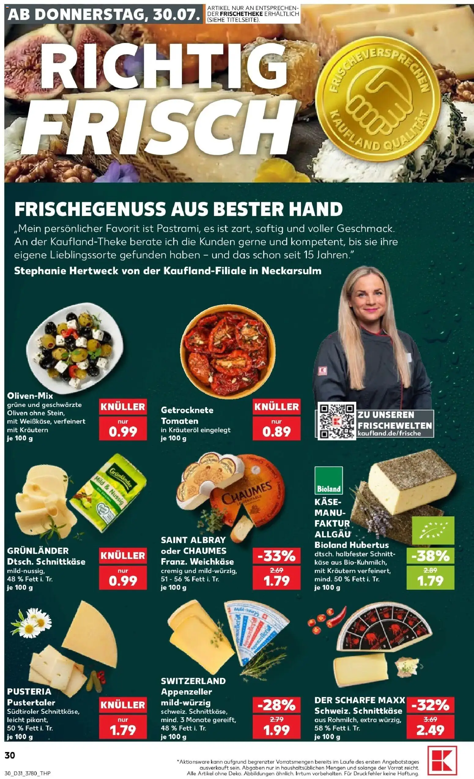 Kaufland Prospekt Eisenhüttenstadt – gültig ab 30.07.2026 | Seite: 30 | Produkte: Käse, Tomaten, Grunlander