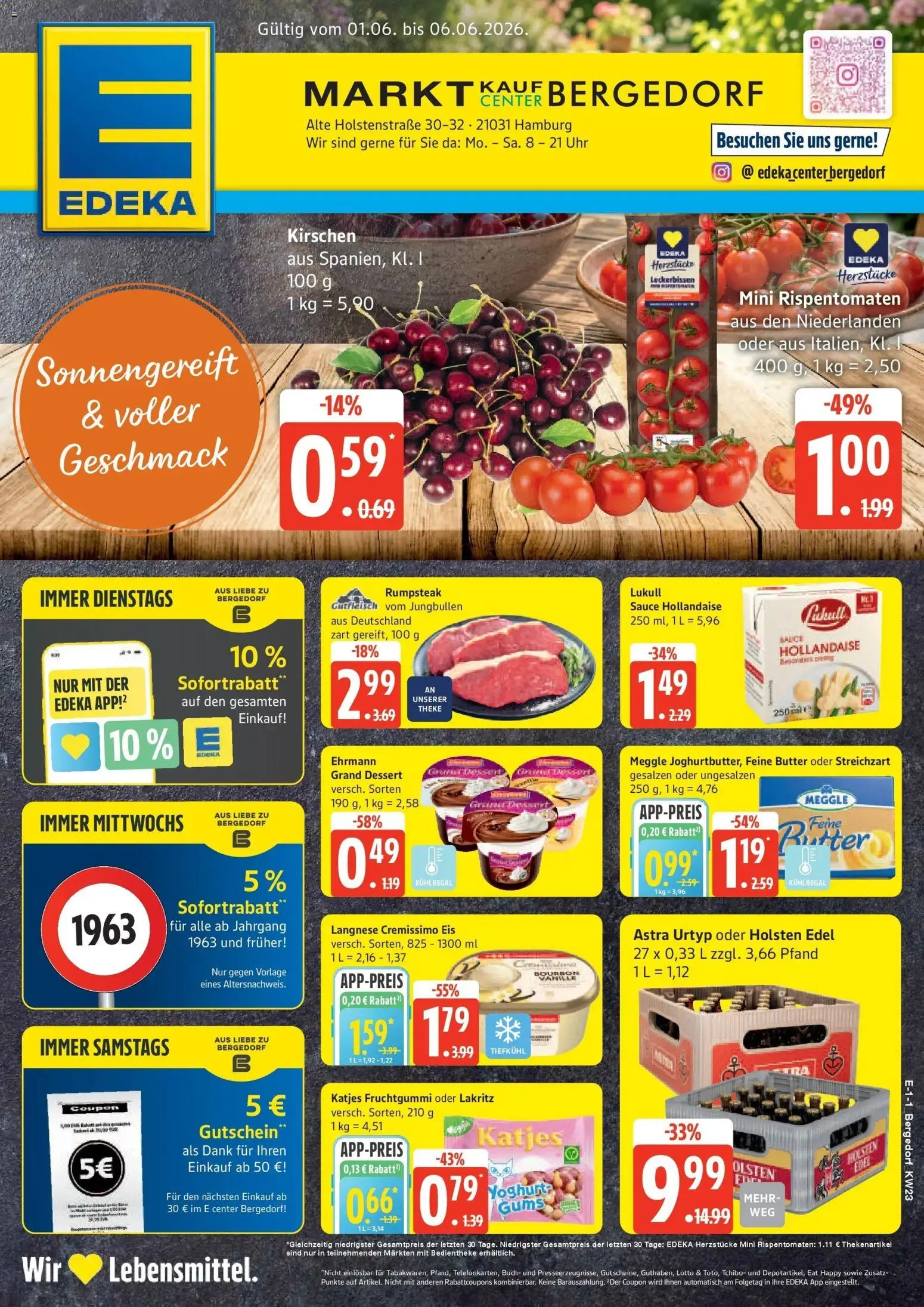 Edeka prospekt Hamburg – gültig ab 01.06.2026 | Seite: 1 | Produkte: Langnese cremissimo, Ehrmann grand dessert, Katjes, Astra
