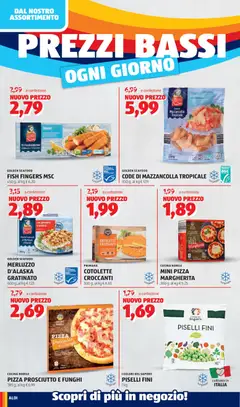 Anteprima del volantino PIZZA PROSCIUTTO E FUNGHI, 385 g valido a partire dal 01.06.2026 | Pagina: 6 | Prodotti: Pomodoro, Prosciutto, Funghi, Piselli