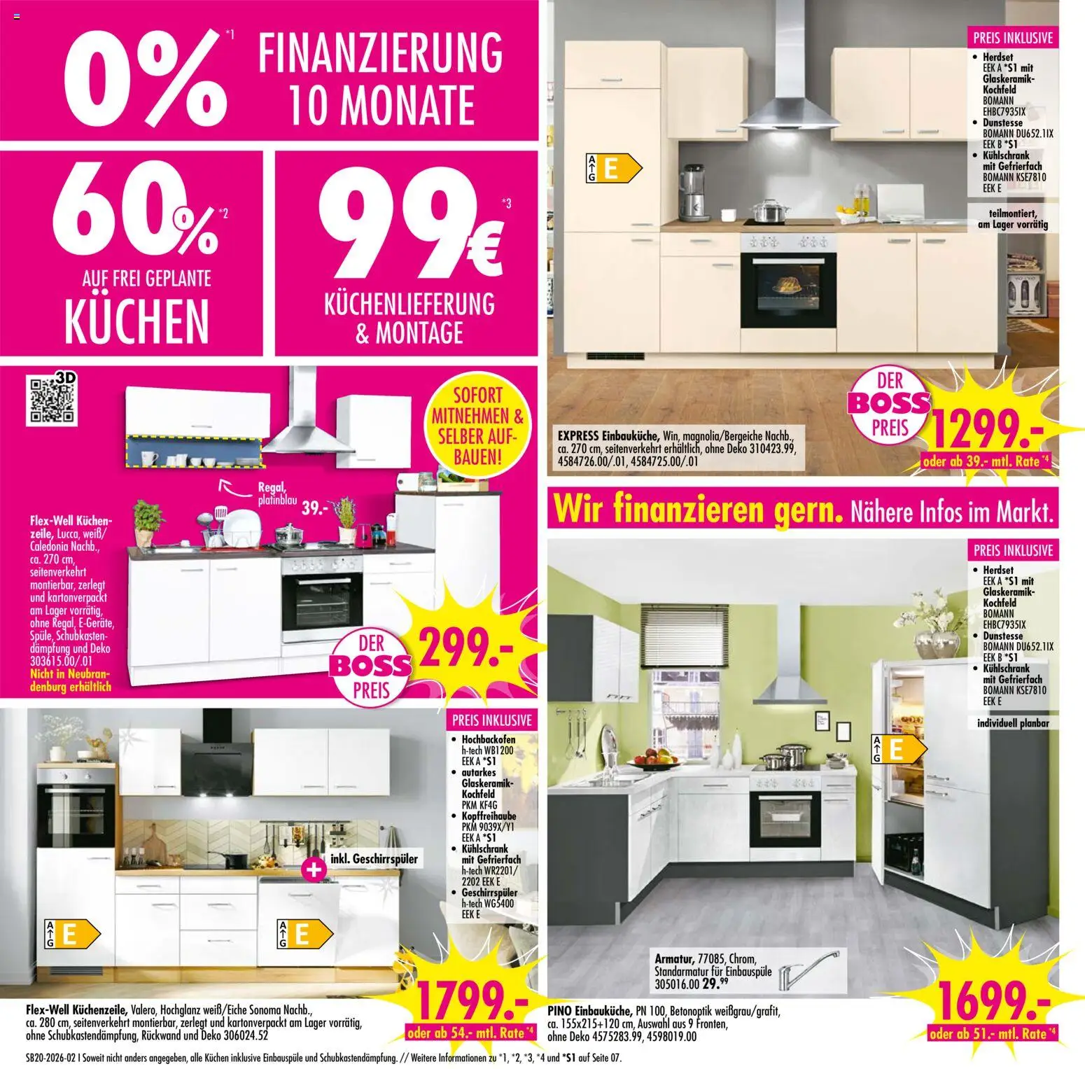 SB Möbel Boss Prospekt 	 – gültig ab 09.05.2026 | Seite: 2 | Produkte: Geschirrspüler, Kühlschrank, Kochfeld, Kuchen