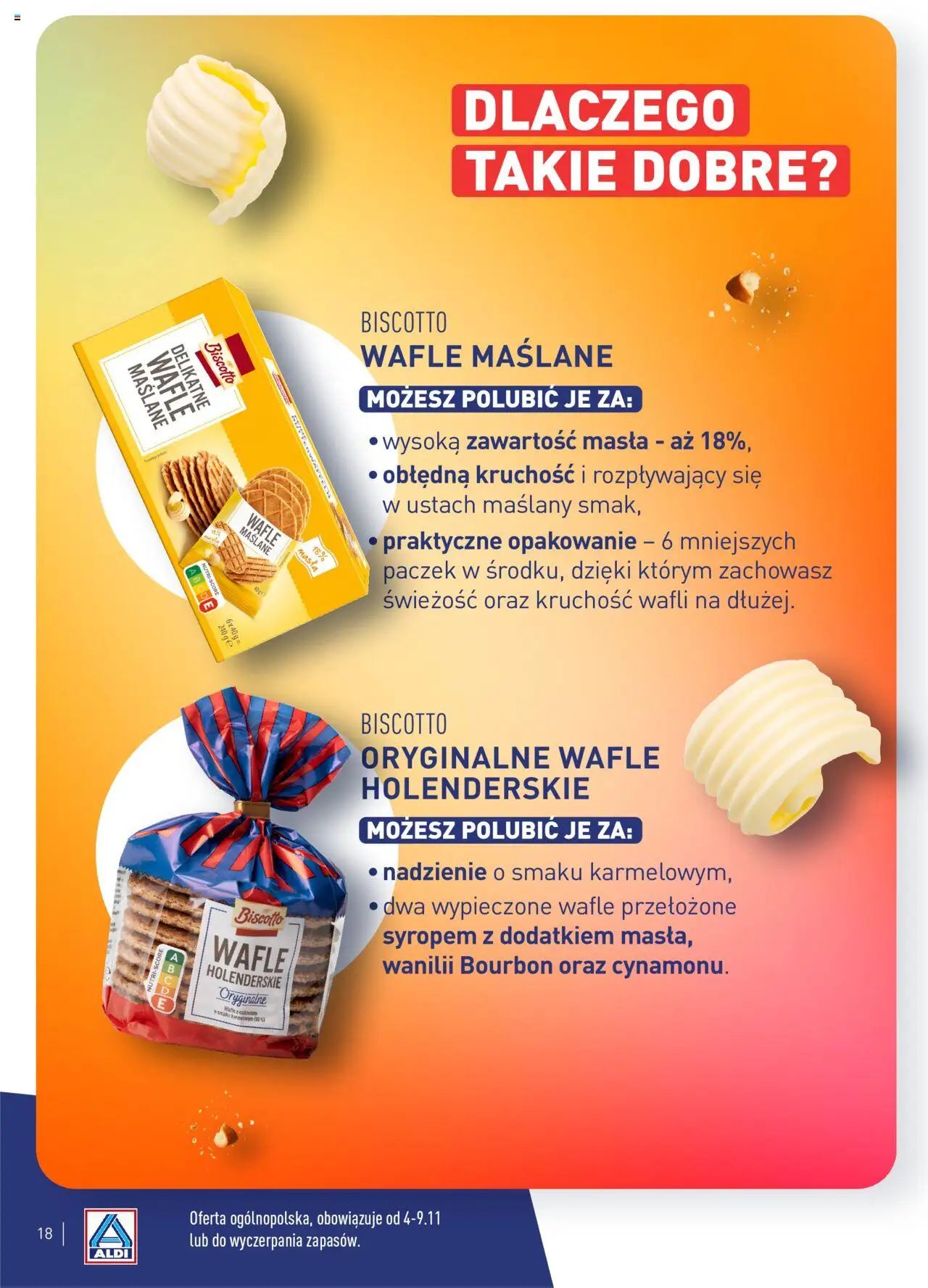 Aldi Gazetka - Wielki test od 04.11.2024 | Strona: 18 | Produkty: Wafle, Bourbon, Pączek