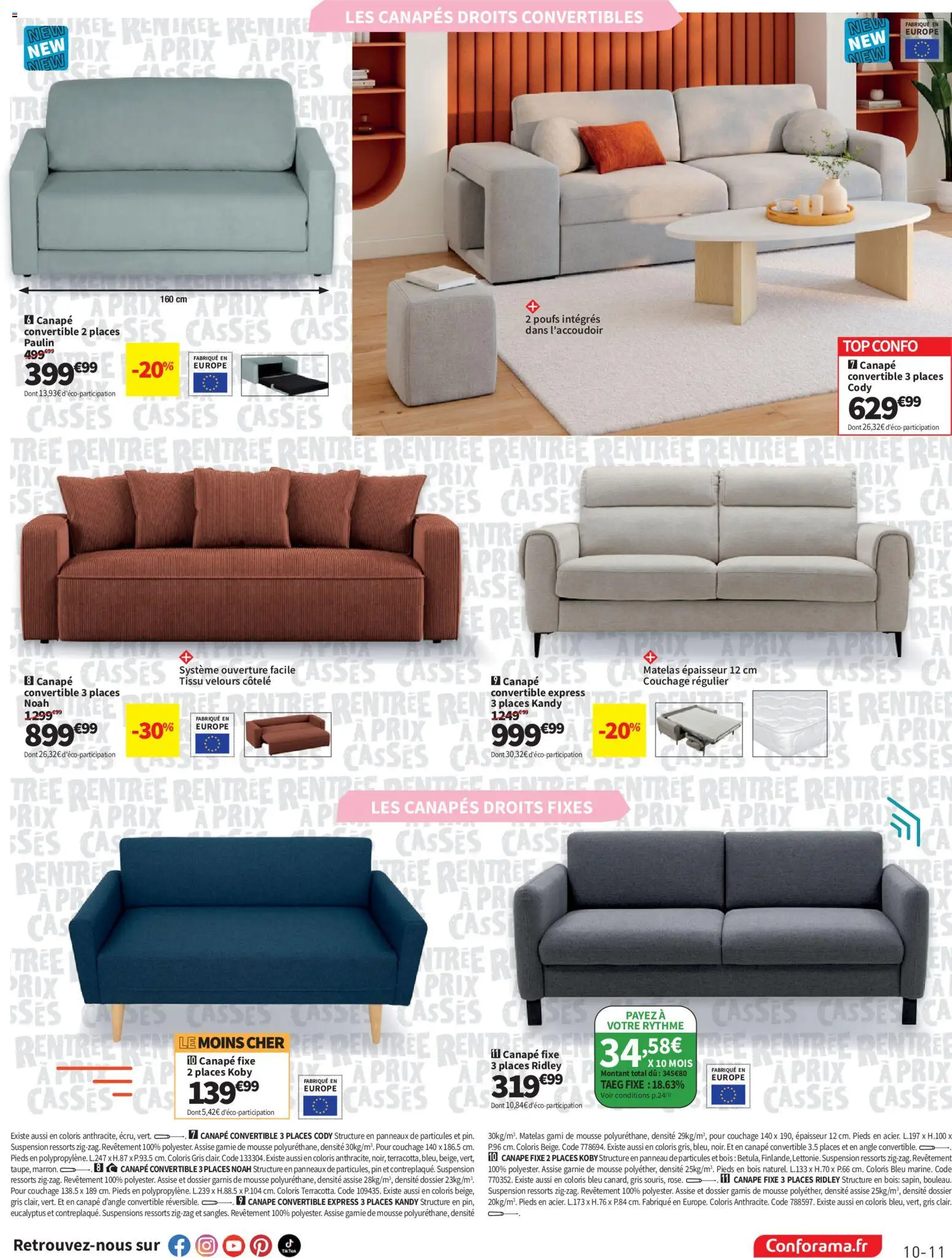 {H1} | Page: 11 | Produits: Mousse, Matelas, Canapé convertible, Tasses
