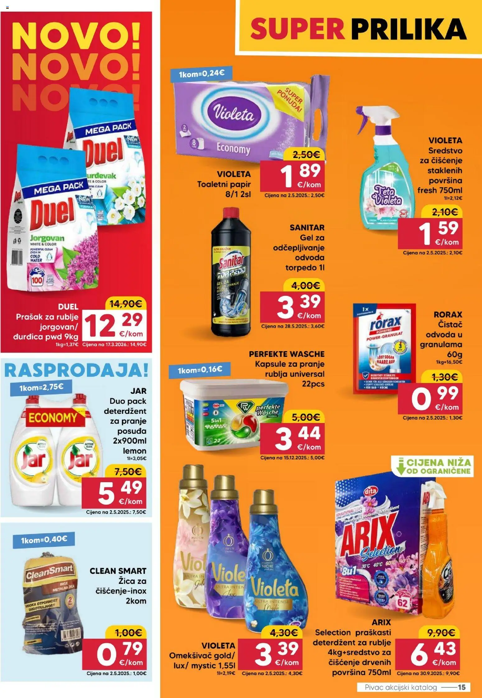 Pivac katalog | vrijedi od 24.08.2026 | Stranica: 15 | Proizvodi: Omekšivač, Deterdžent, Deterdžent za rublje, Toaletni papir
