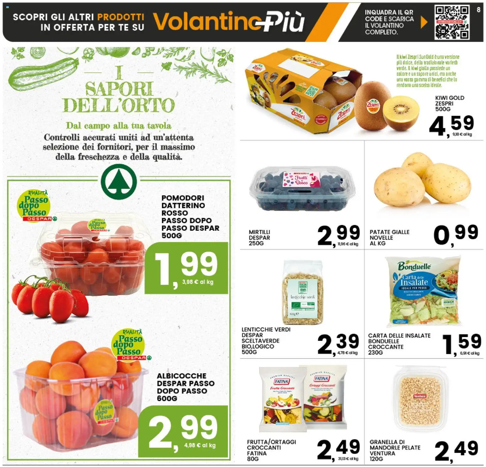 Volantino Interspar del 18.06.2026 | Pagina: 8 | Prodotti: Kiwi, Lenticchie, Frutta, Albicocche