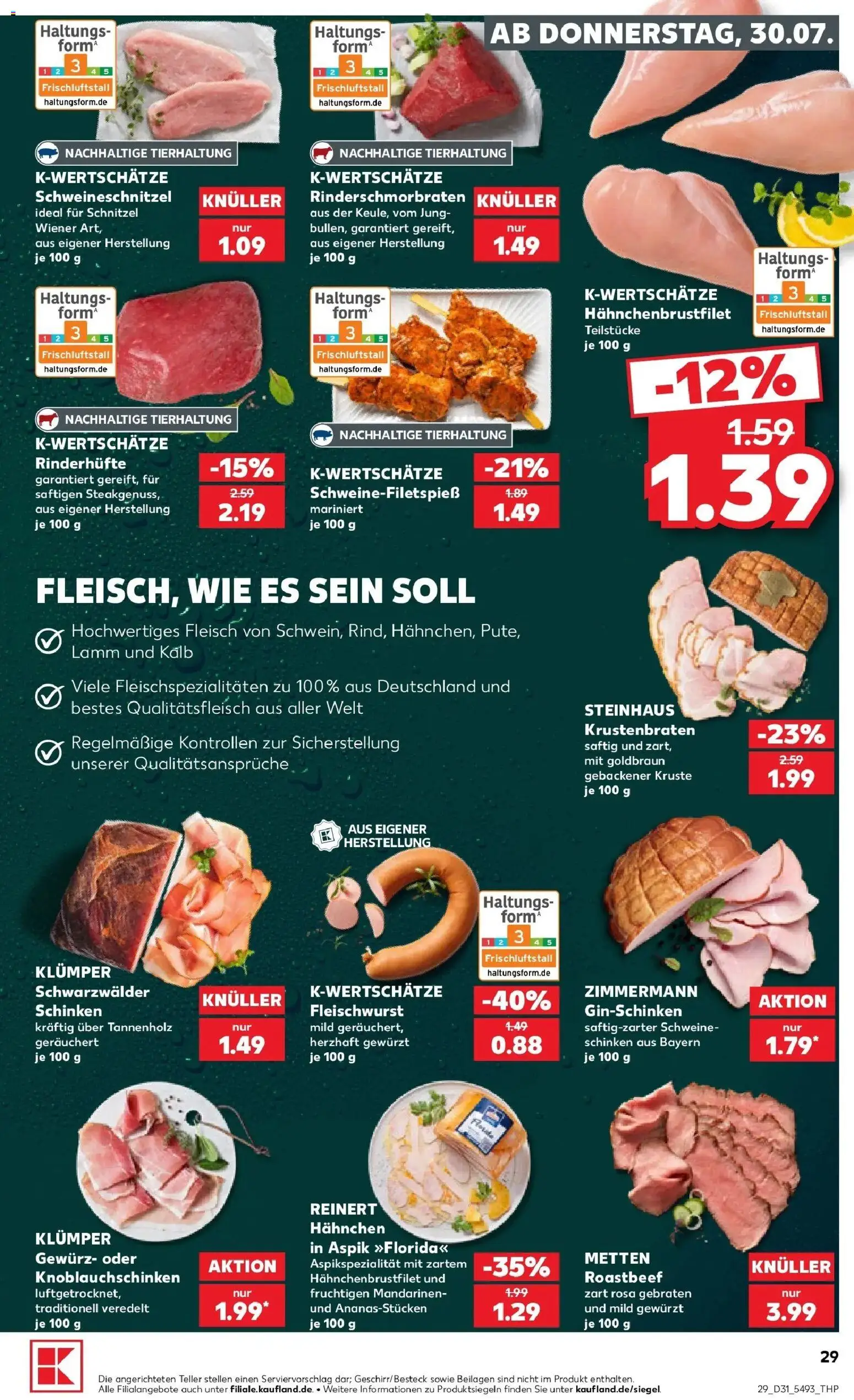 Kaufland Prospekt Haßloch – gültig ab 27.07.2026 | Seite: 38 | Produkte: Hahnchen, Krustenbraten, Schnitzel, Schinken