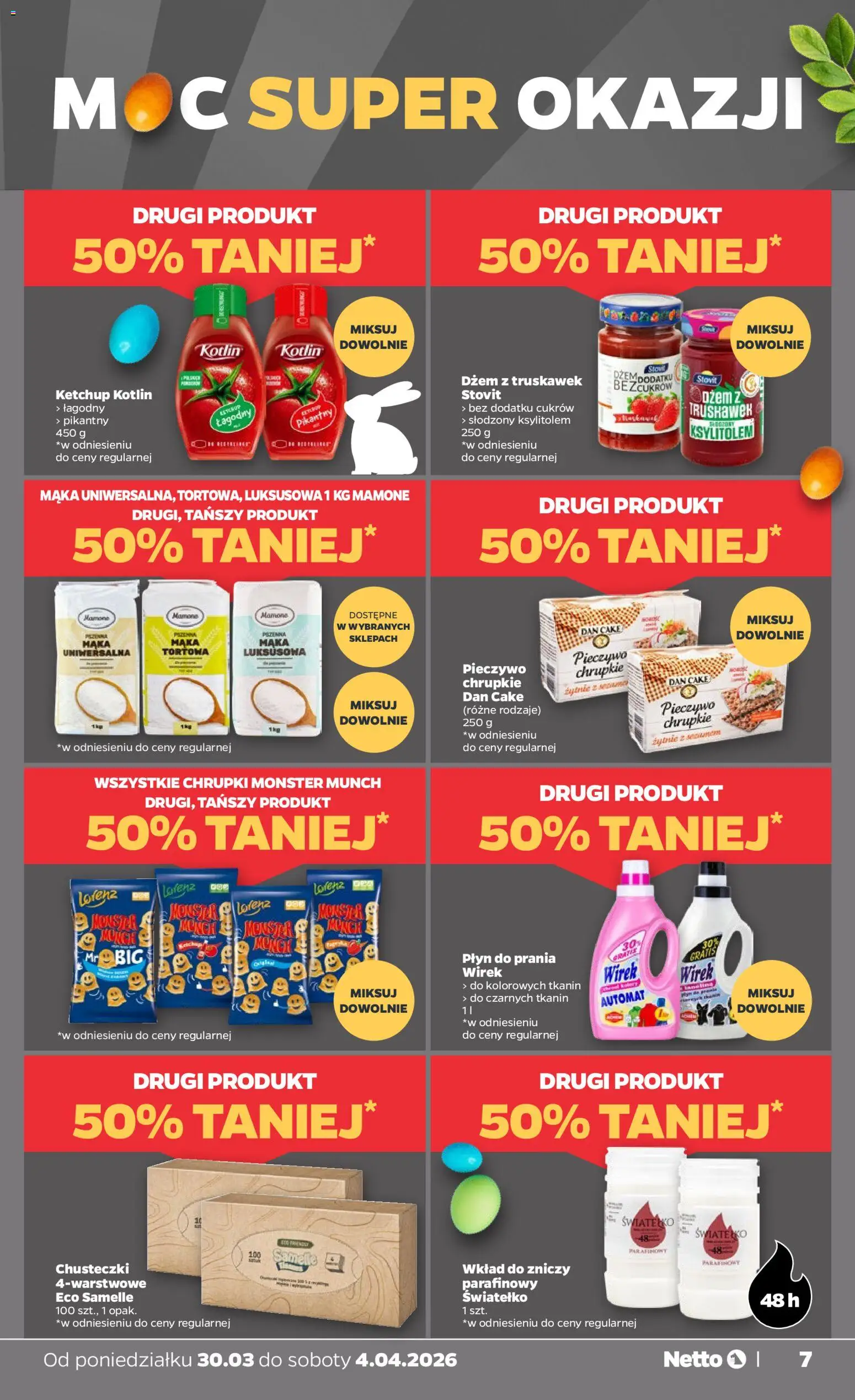 Netto gazetka od poniedziałku spożywcza od 30.03.2026 | Strona: 7 | Produkty: Pieczywo, Ketchup, Chrupki, Dżem