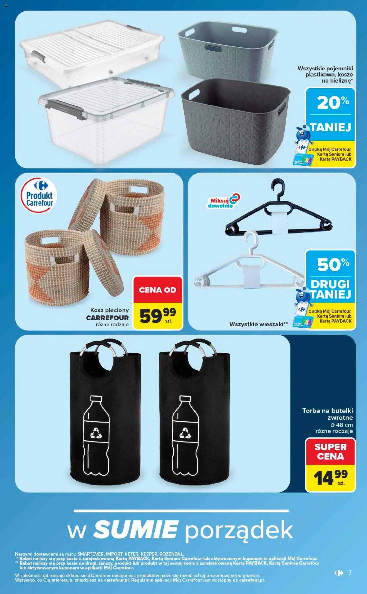 Carrefour gazetka - Same okazje od 13.07.2026 | Strona: 7 | Produkty: Karta, Torba, Wieszaki, Kosz