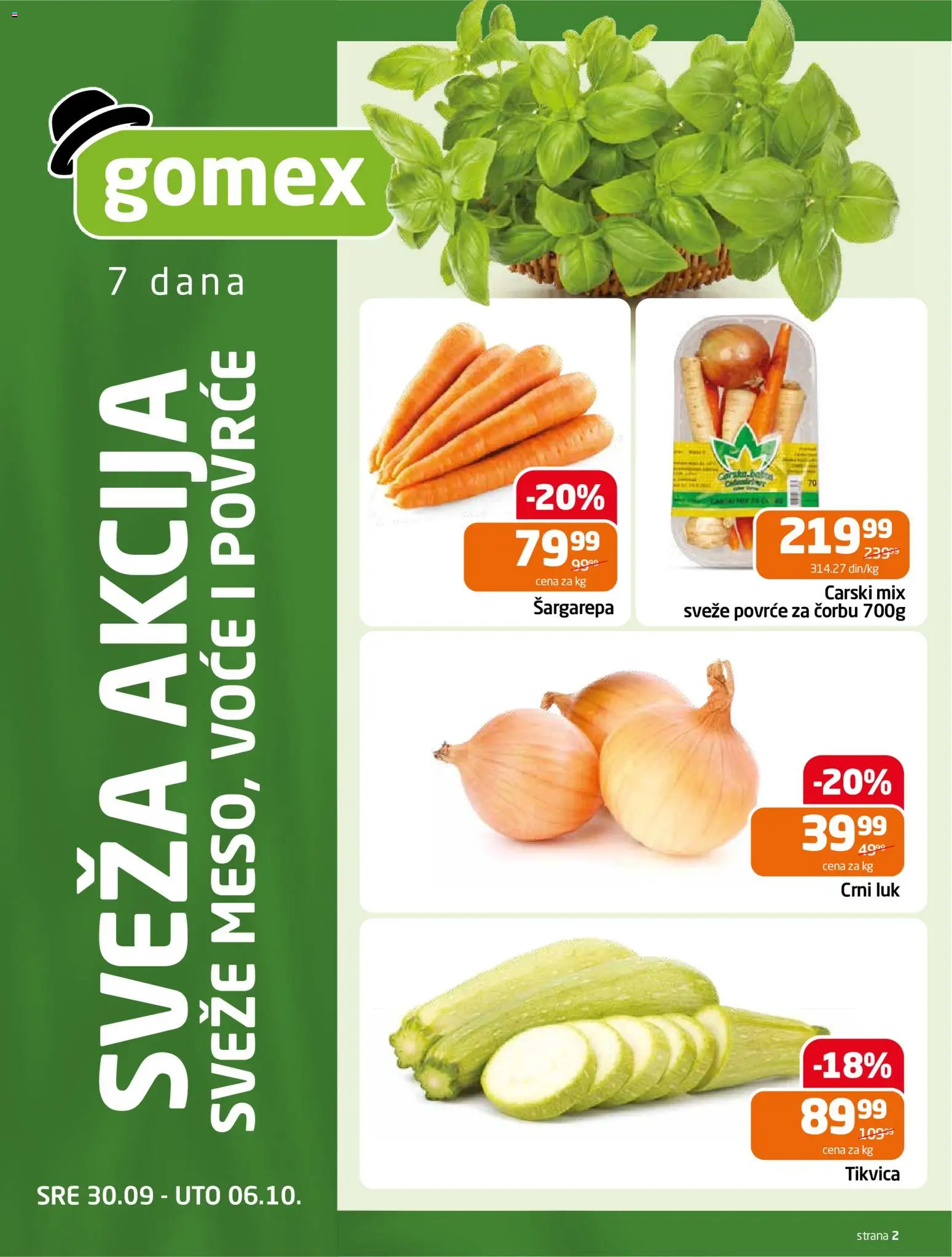 Gomex katalog - važi od 30.09.2026 | Strana: 2 | Proizvode: Šargarepa, Crni luk, Luk, Tikvica