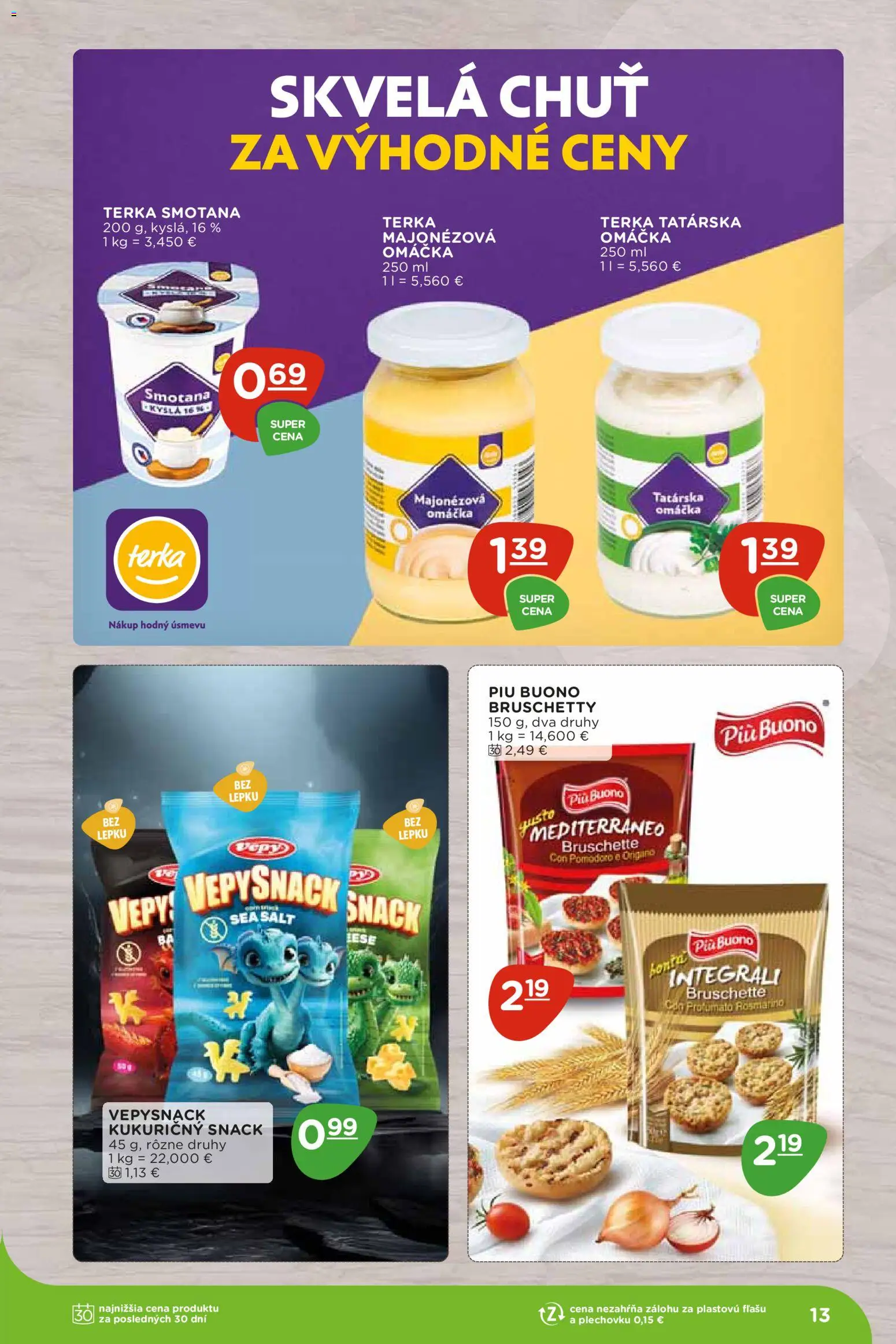 Nové Terno akcie – leták je platný od 07.09.2026 | Strana: 13 | Produkty: Smotana, Tatárska omáčka, Omáčka