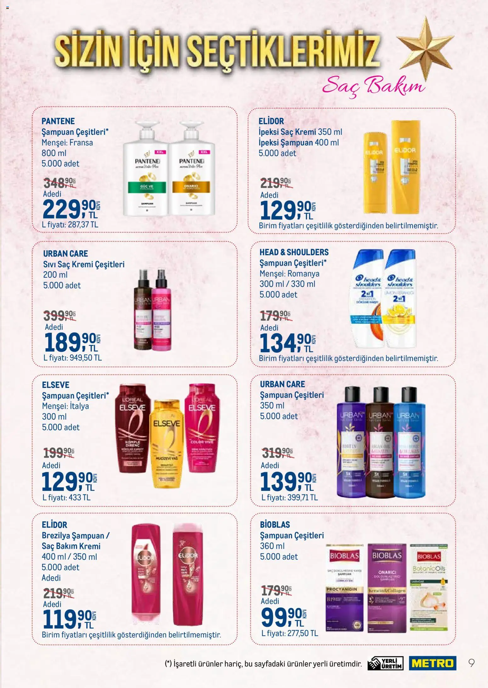 Metro - Temizlik | Kişisel bakım - 01.03.2026 tarihinden itibaren geçerlidir | Sayfa: 9 | Ürünler: Şampuan, Saç Kremi