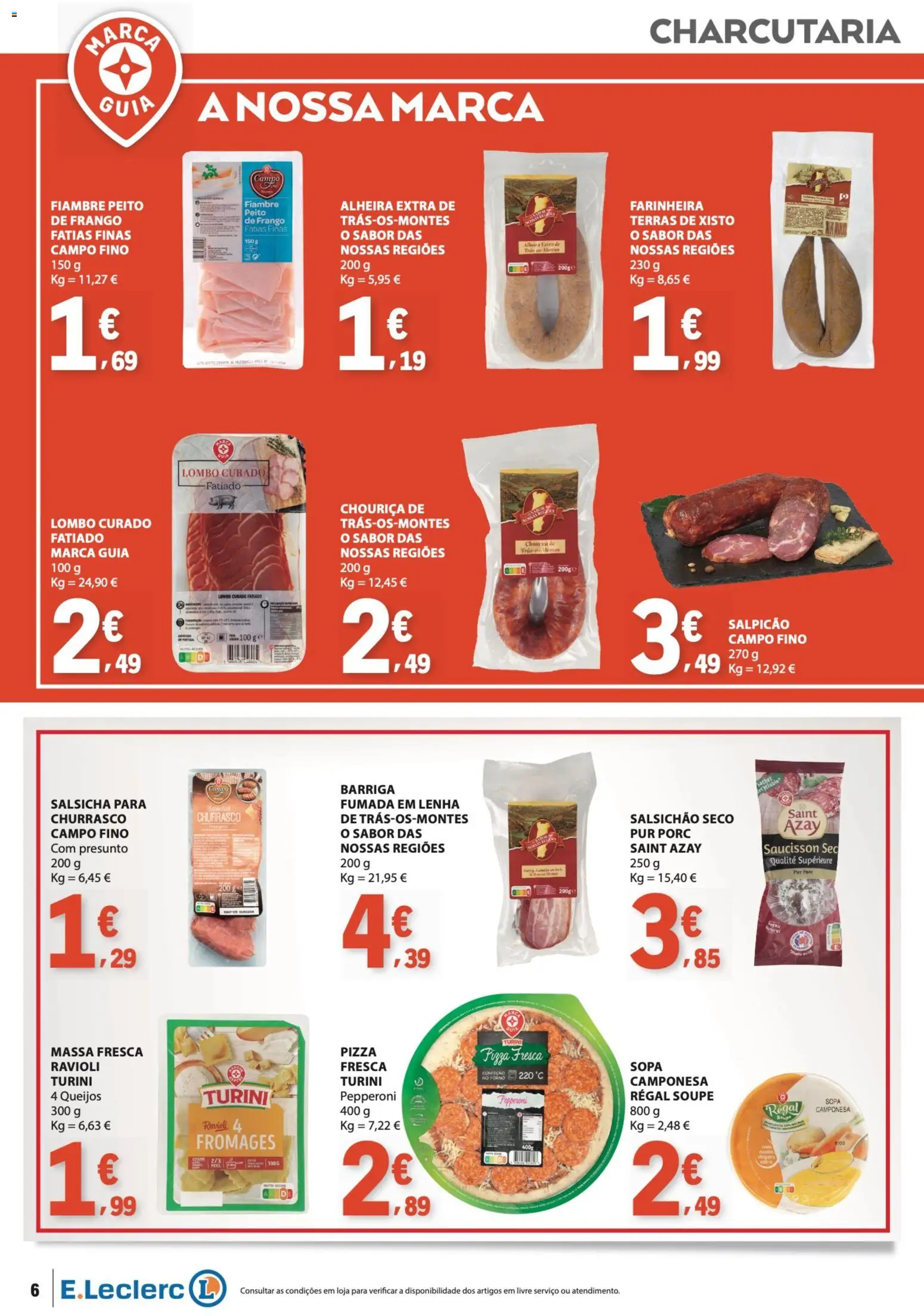 E.Leclerc folheto Especial Marca Guia │ válido de 16.06.2026 | Página: 6 | Produtos: Peito de frango, Lombo, Presunto, Alheira