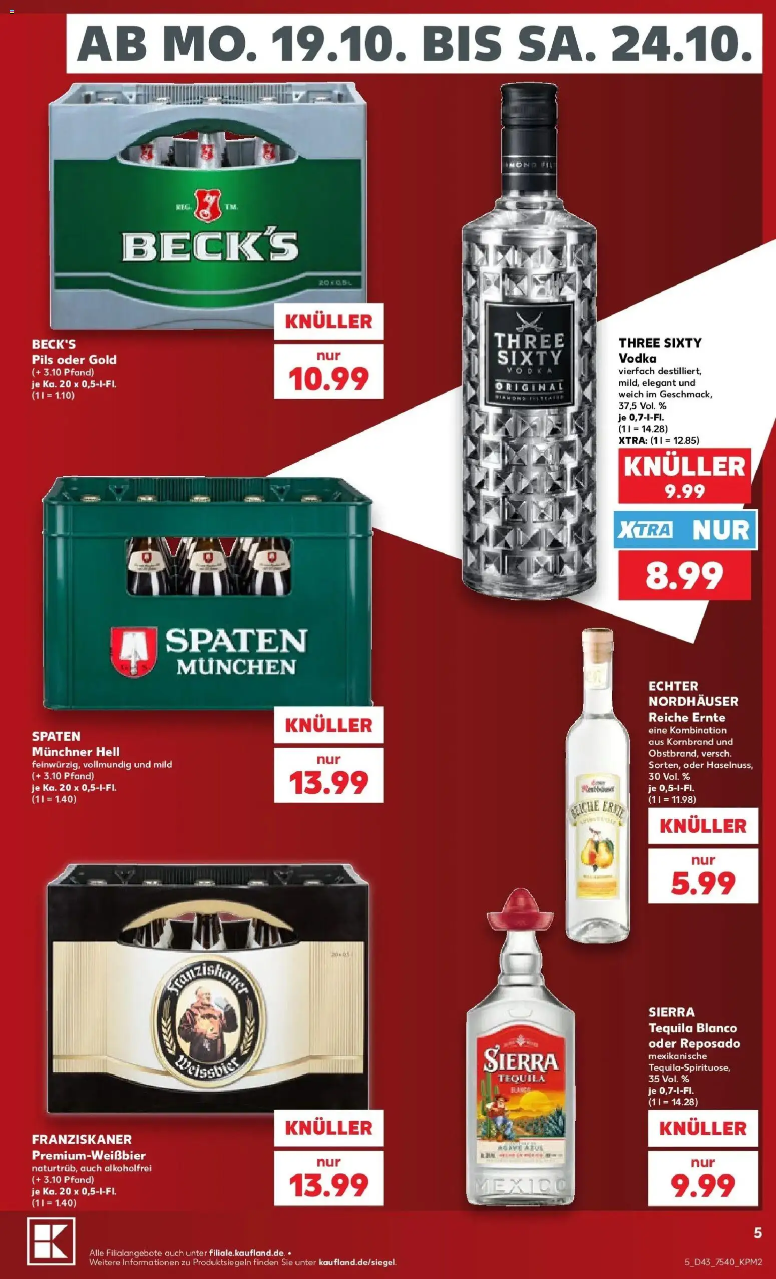 Prospekt Kaufland ab 19.10.2026 » Angebote Online zum Blättern | Seite: 9 | Produkte: Franziskaner, Pils, Tequila, Vodka