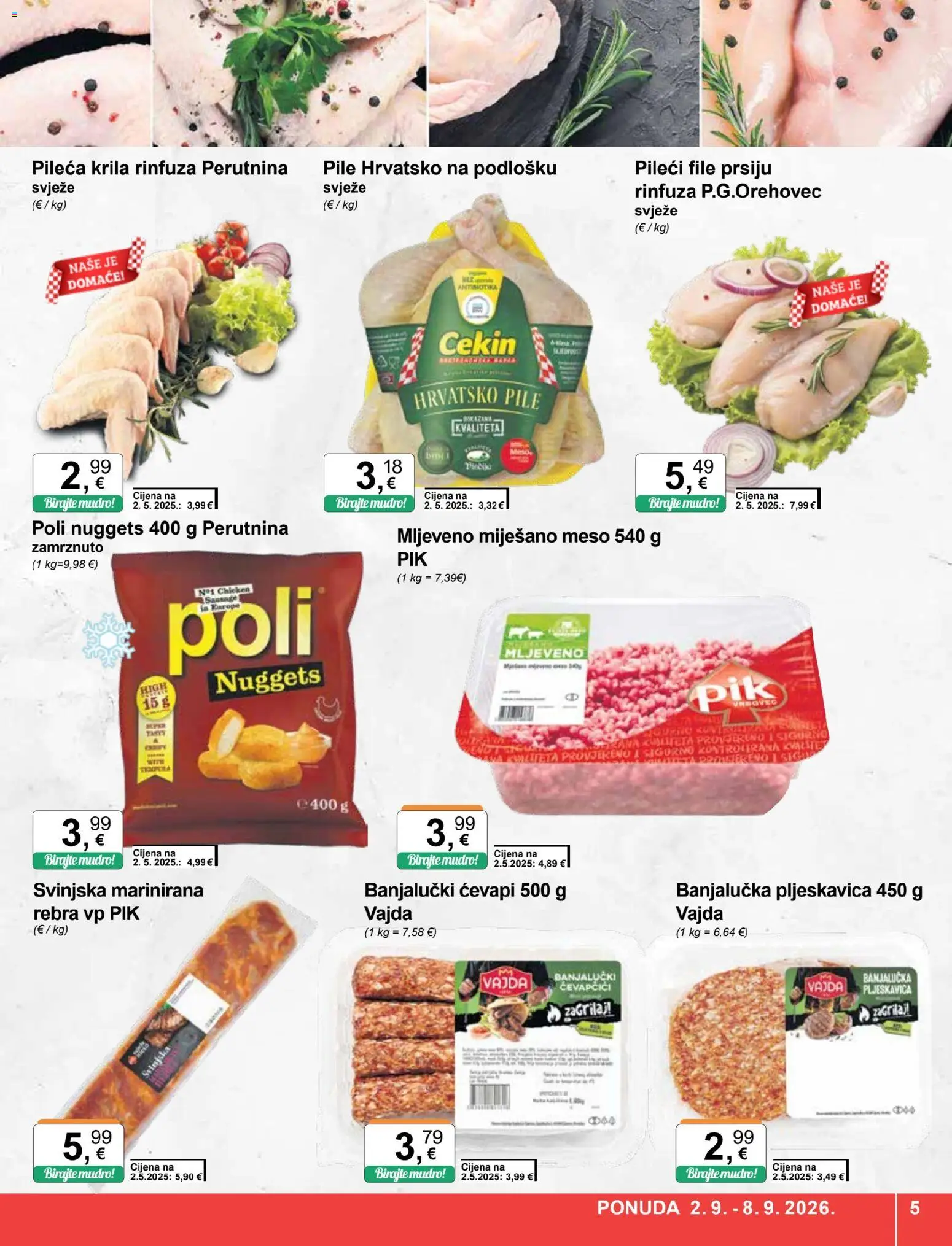 KTC katalog | vrijedi od 02.09.2026 | Stranica: 5 | Proizvodi: File, Pileća krila, Pileći file, Ćevapčići