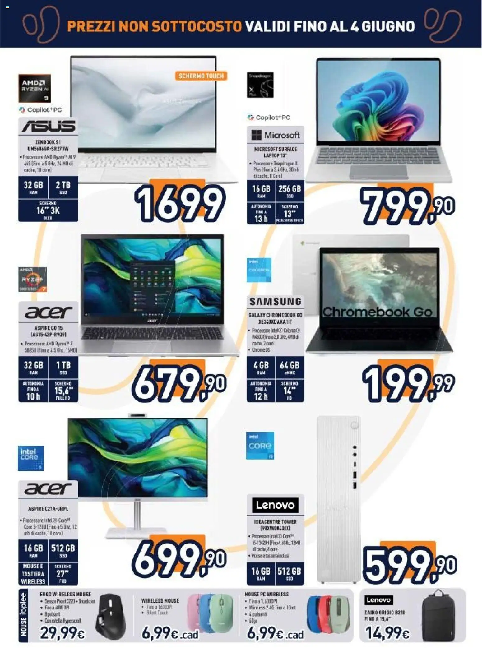 Volantino Unieuro del 22.05.2026 | Pagina: 15 | Prodotti: Laptop, PC, Mouse, Tastiera