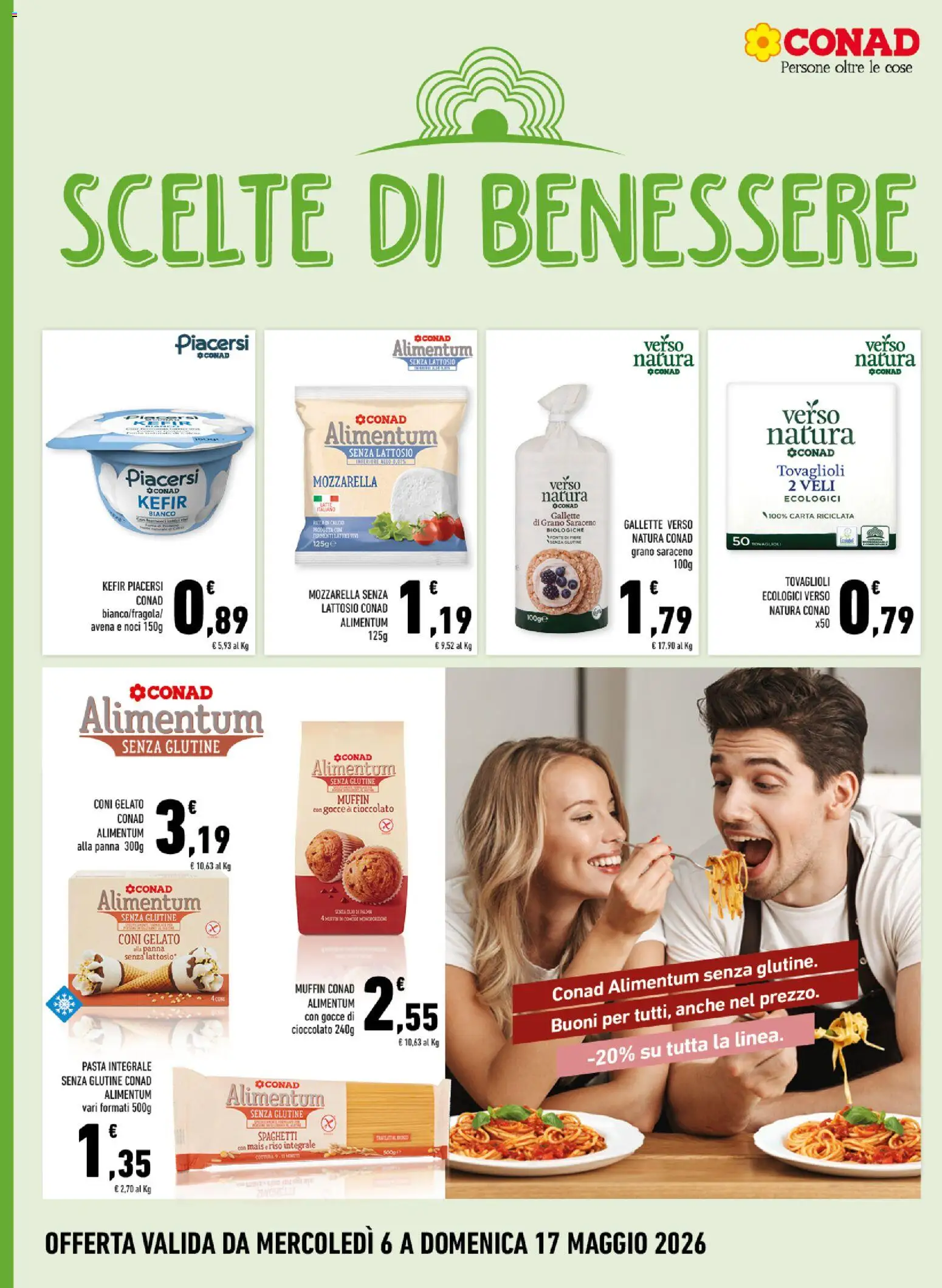 Volantino Conad del 06.05.2026 | Pagina: 10 | Prodotti: Gelato, Pasta, Muffin, Mais