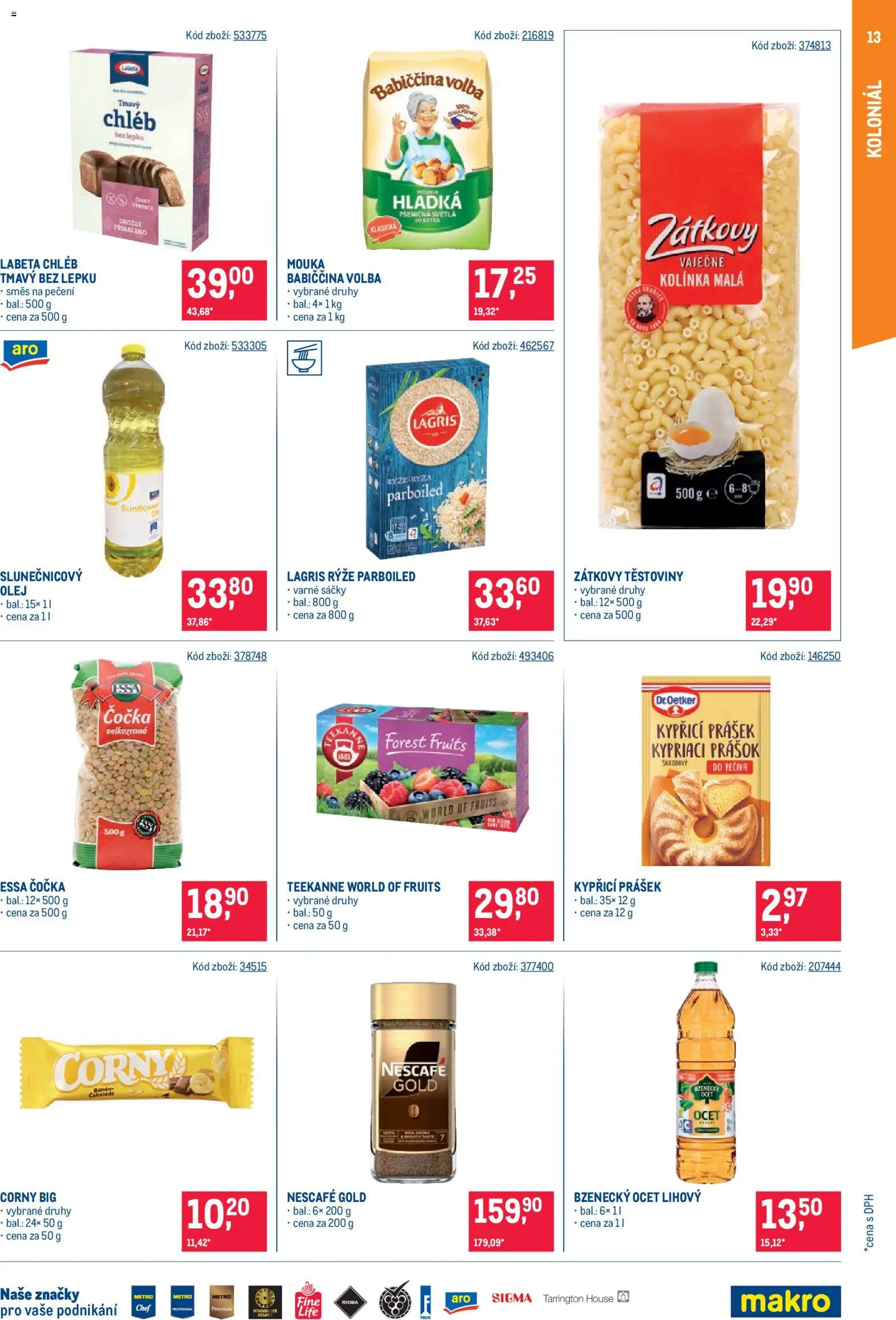 Makro leták - Maloobchod od 07.10.2026 | Strana: 13 | Produkty: Čočka, Nescafé Gold, Rýže, Mouka
