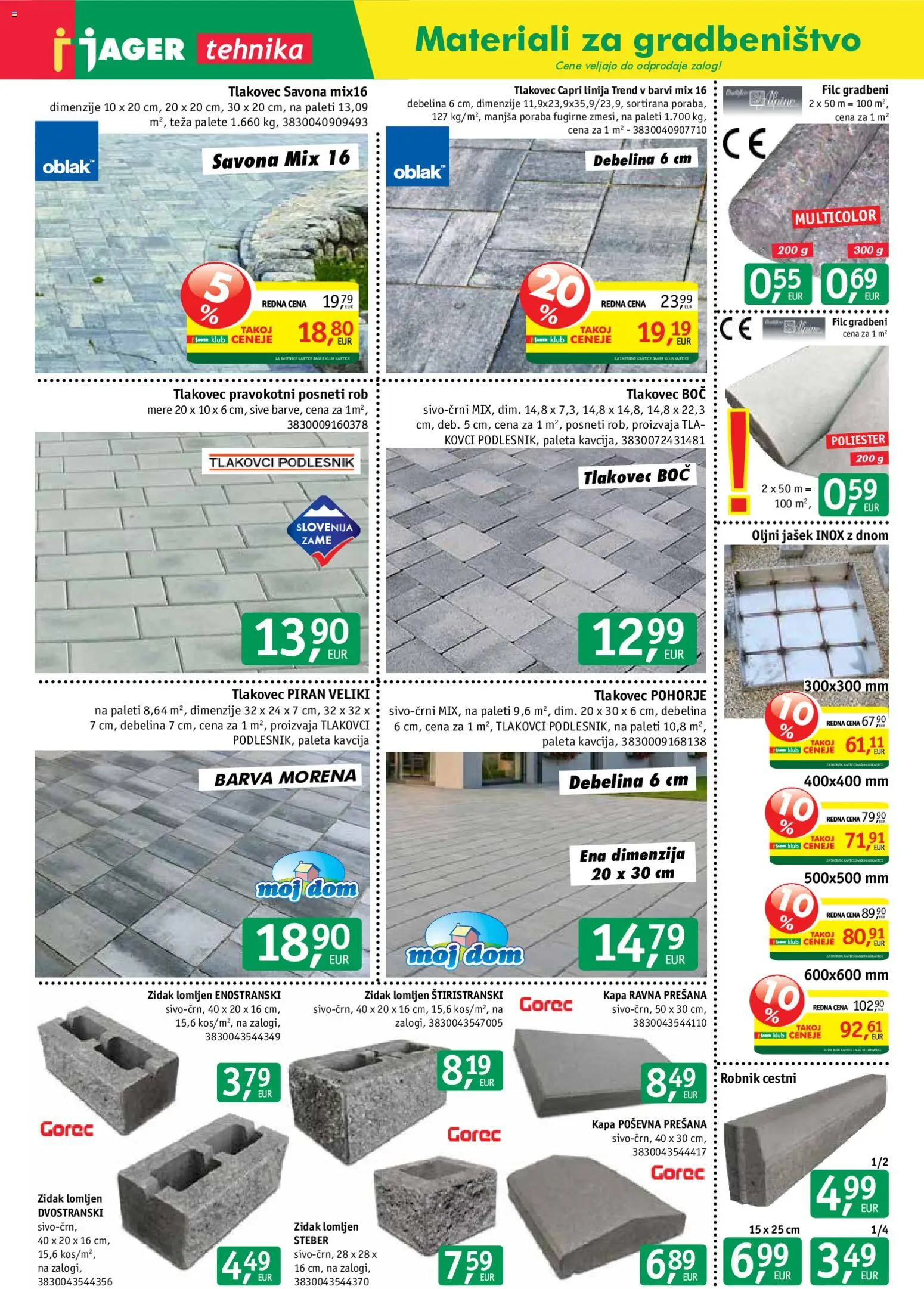 Novi Jager katalog ponudbe – veljaven od 02.09.2026 | Stran: 1 | Izdelki: Barva, Robnik, Tlakovec, Kapa