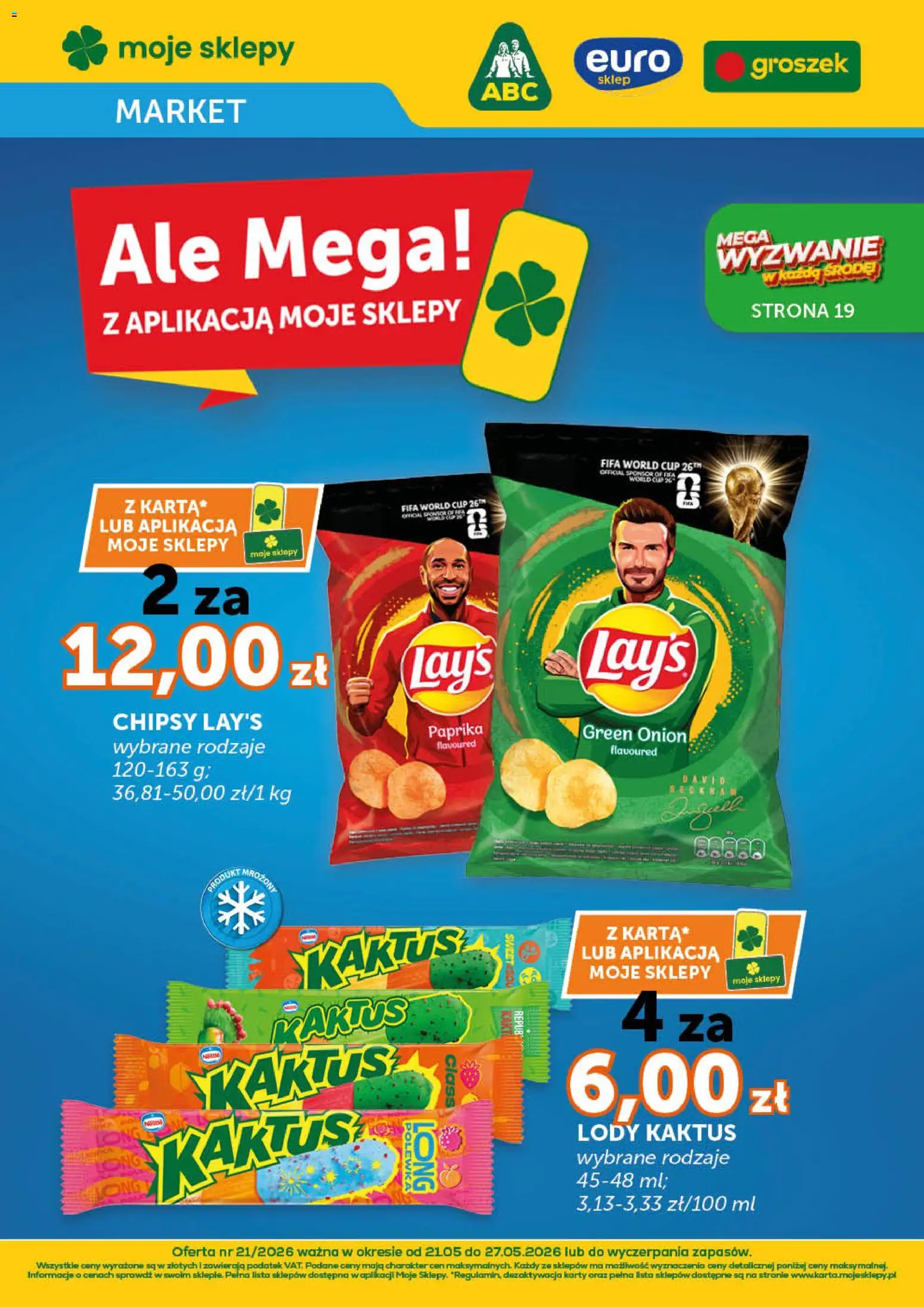 Euro Sklep gazetka - Market od 21.05.2026 | Strona: 1 | Produkty: Groszek, Chipsy, Lody Kaktus, Lody
