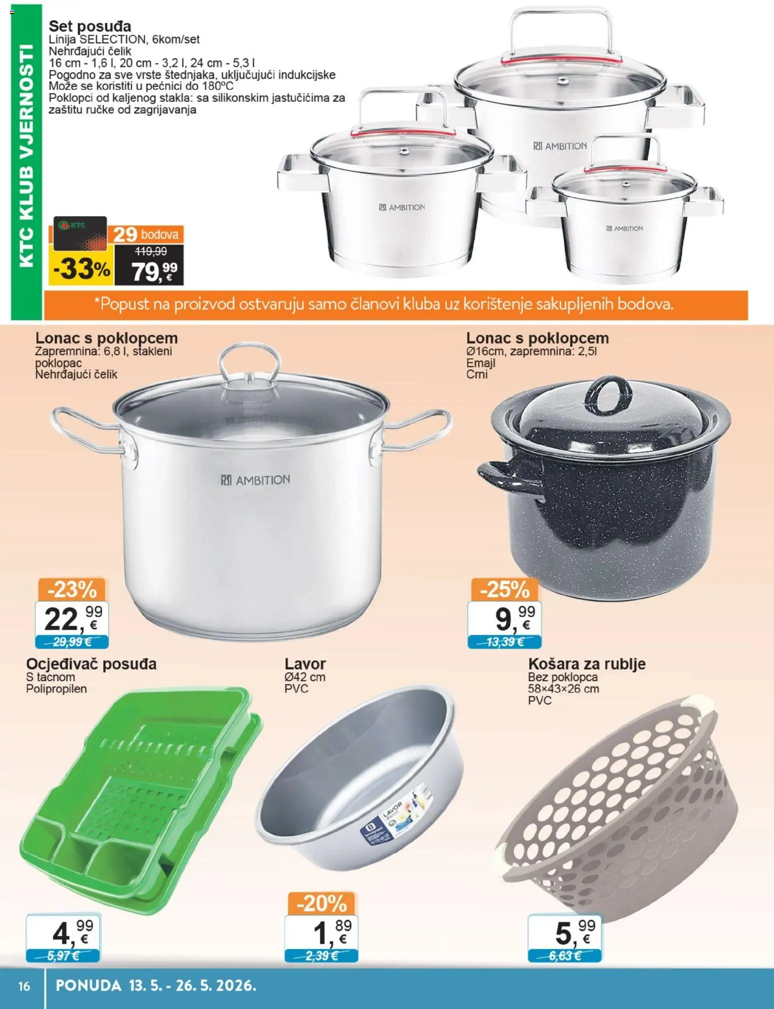 KTC katalog | vrijedi od 13.05.2026 | Stranica: 16 | Proizvodi: Košara, Lavor, Košara za rublje, Lonac