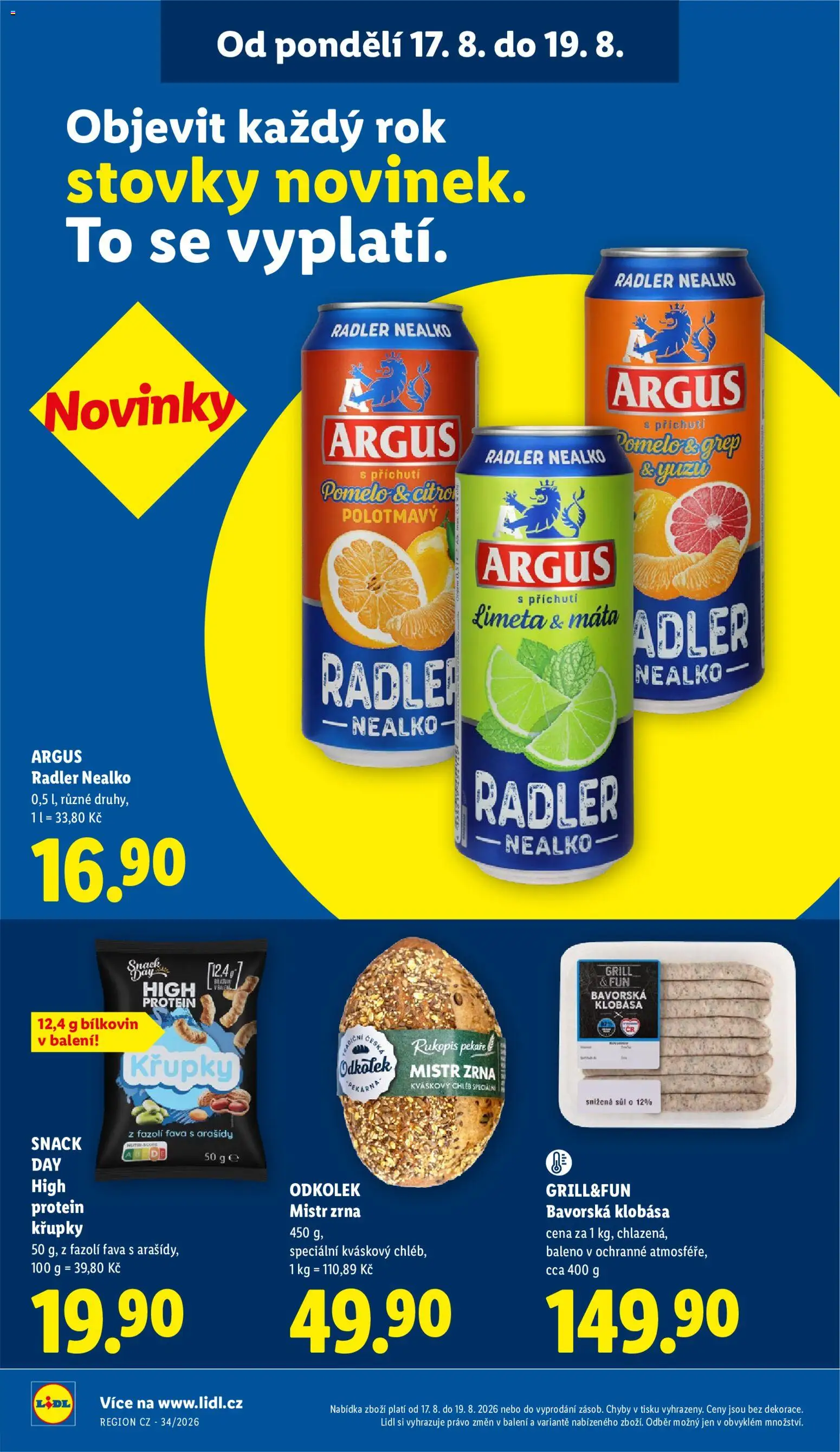 Lidl leták od 17.08.2026 | Strana: 32 | Produkty: Kváskový chléb, Grep, Klobása, Radler