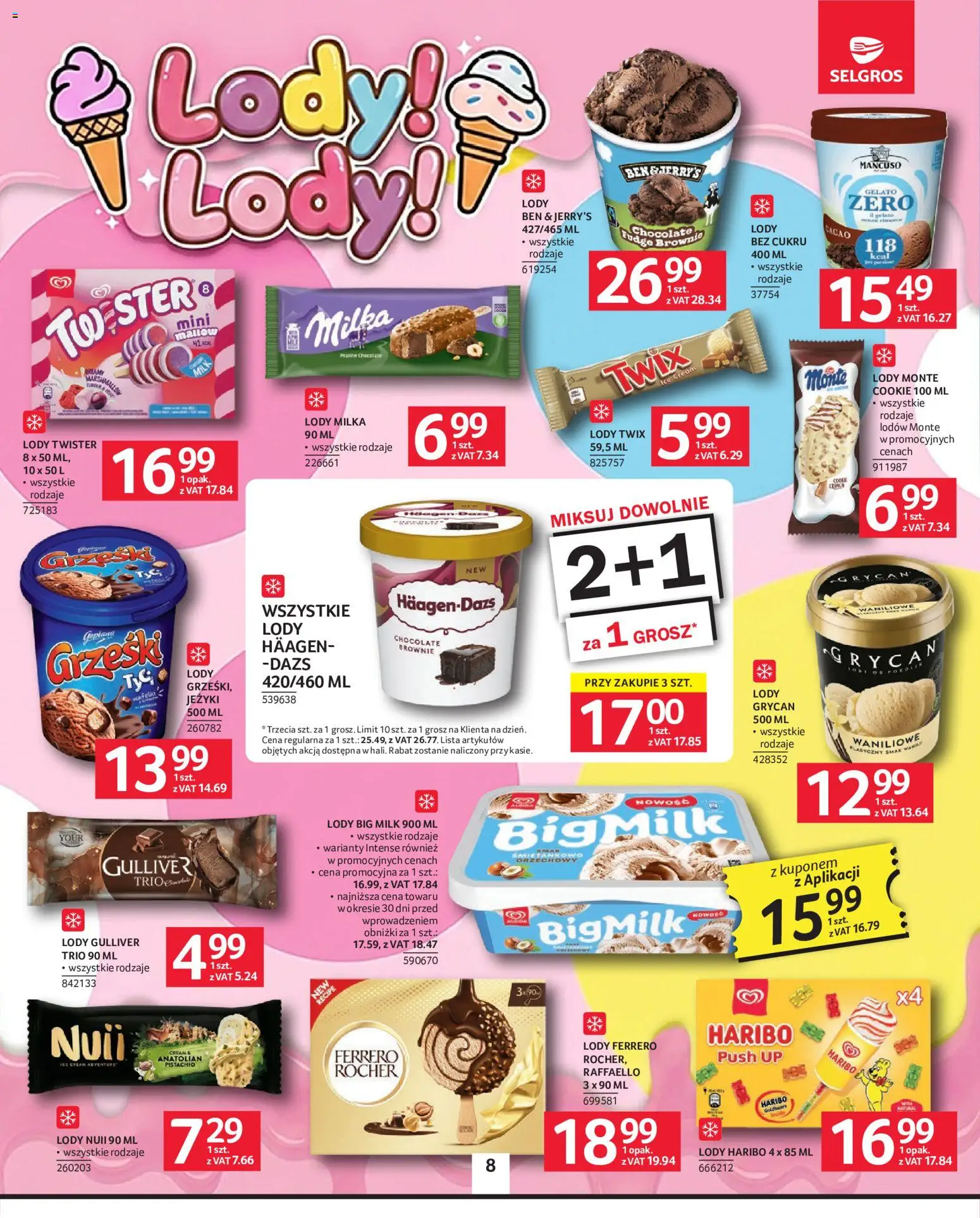 Selgros cash&carry gazetka od 21.05.2026 | Strona: 8 | Produkty: Lody Grycan, Milka, Big Milk, Brownie