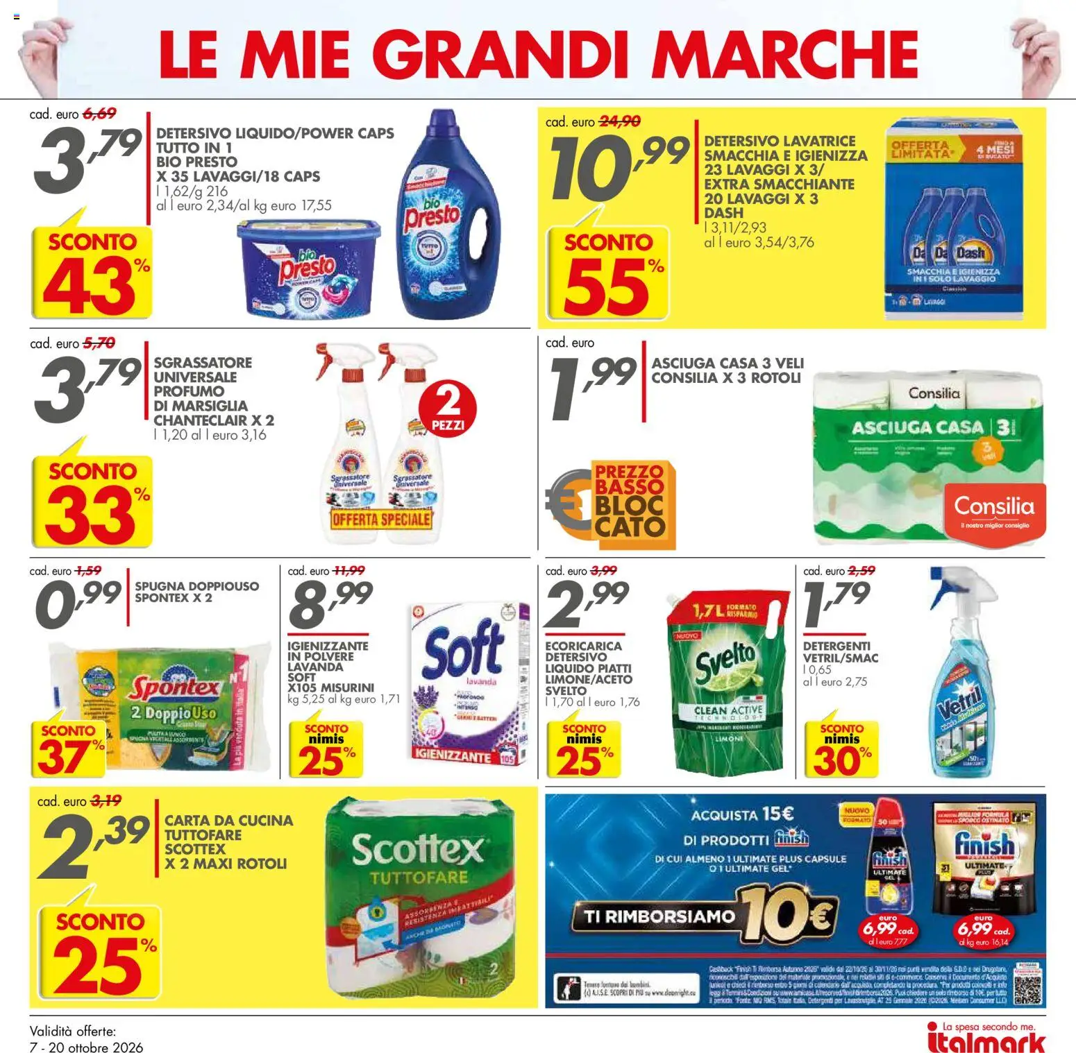 Volantino Italmark del 07/10/2026 | Pagina: 6 | Prodotti: Piatti, Sgrassatore, Lavanda, Profumo