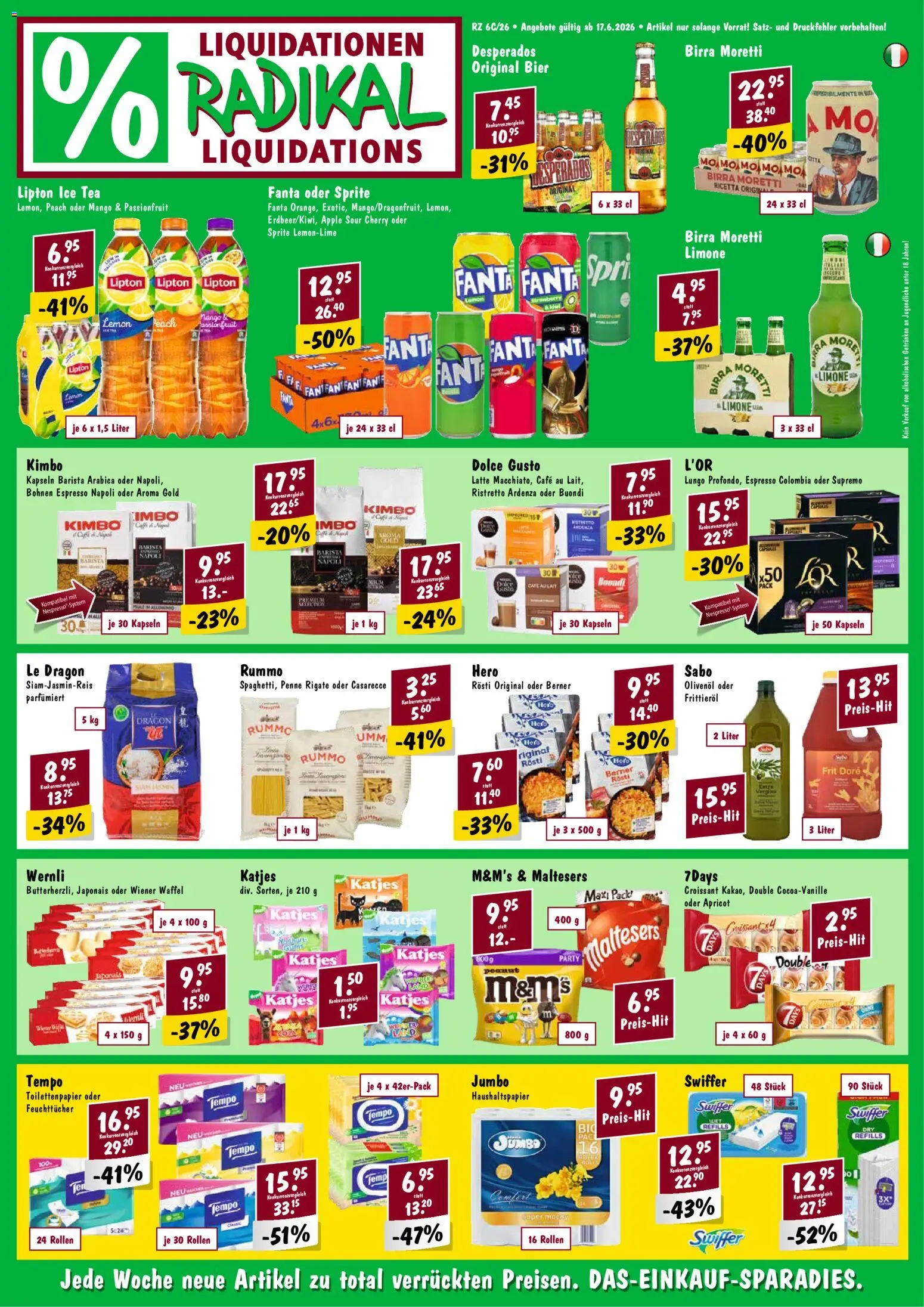 Radikal aktionen – gültig ab 17.06.2026 | Seite: 1 | Produkte: Sprite, Mango, Apple, Toilettenpapier