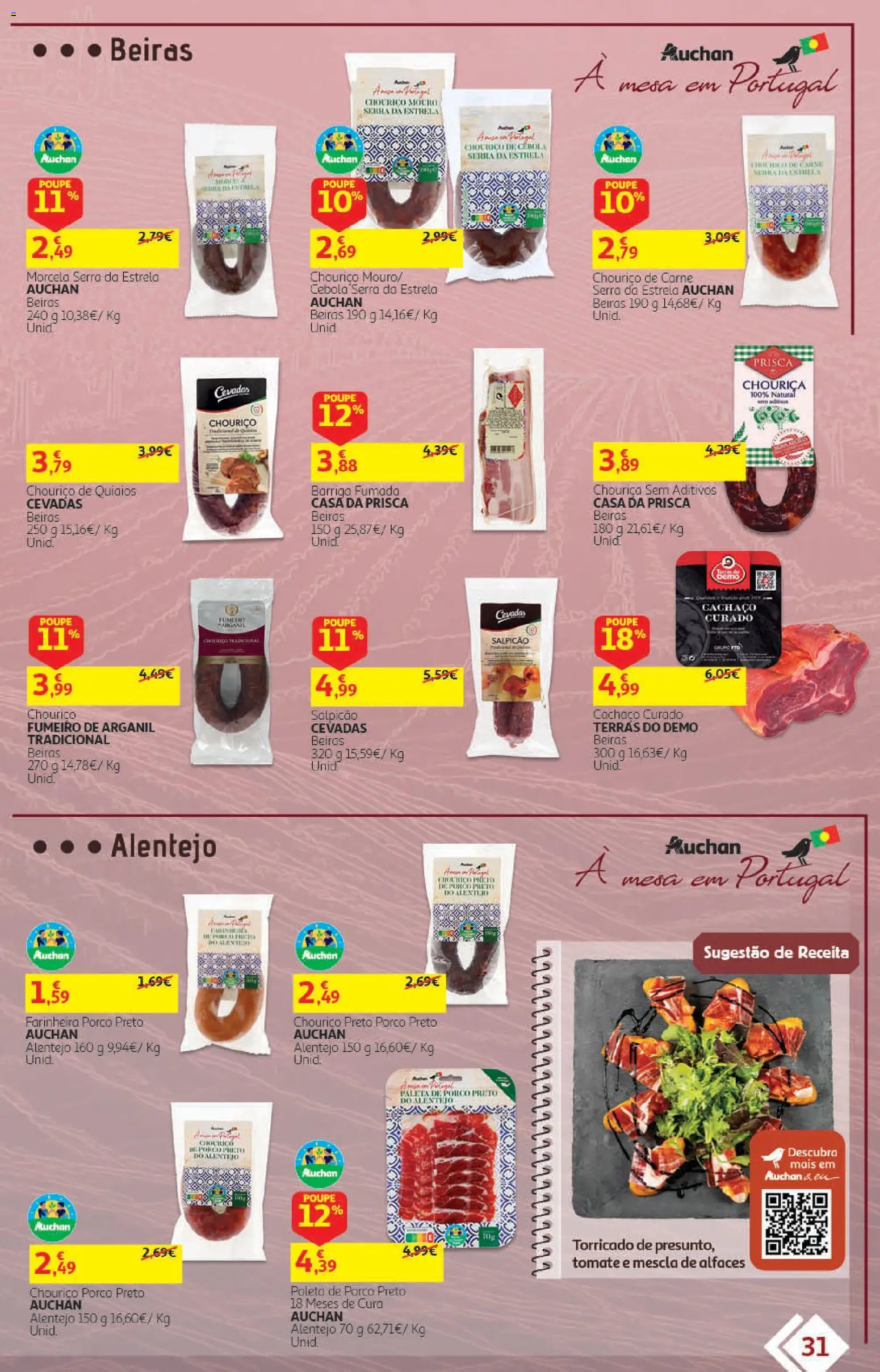 Auchan folheto - Vinhos │ válido de 22/09/2026 | Página: 31 | Produtos: Salpicão, Cebola, Mesa, Chouriço