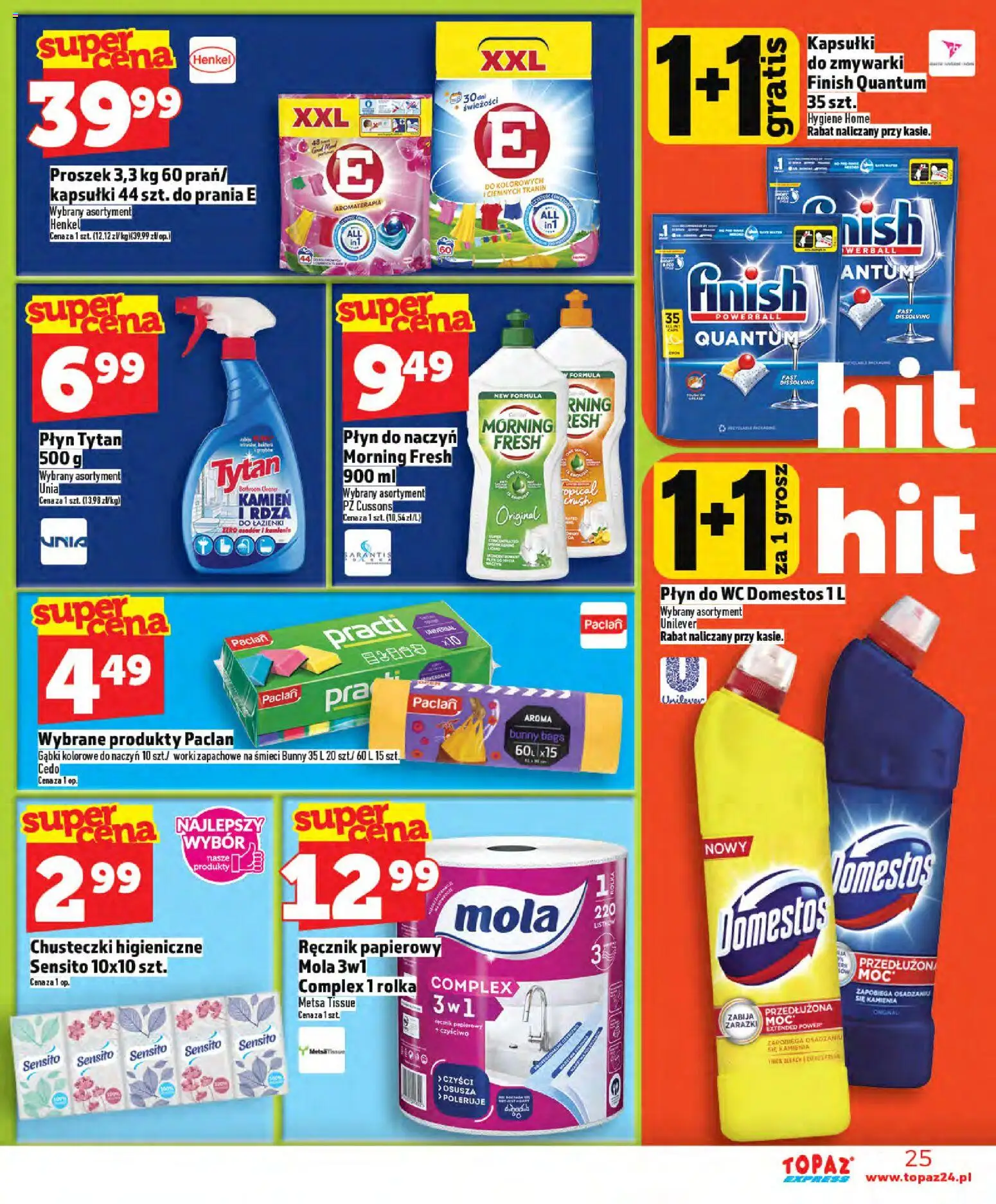 Topaz gazetka - Express od 21.05.2026 | Strona: 25 | Produkty: Chusteczki higieniczne, Domestos, Płyn do WC Domestos, Ręcznik papierowy
