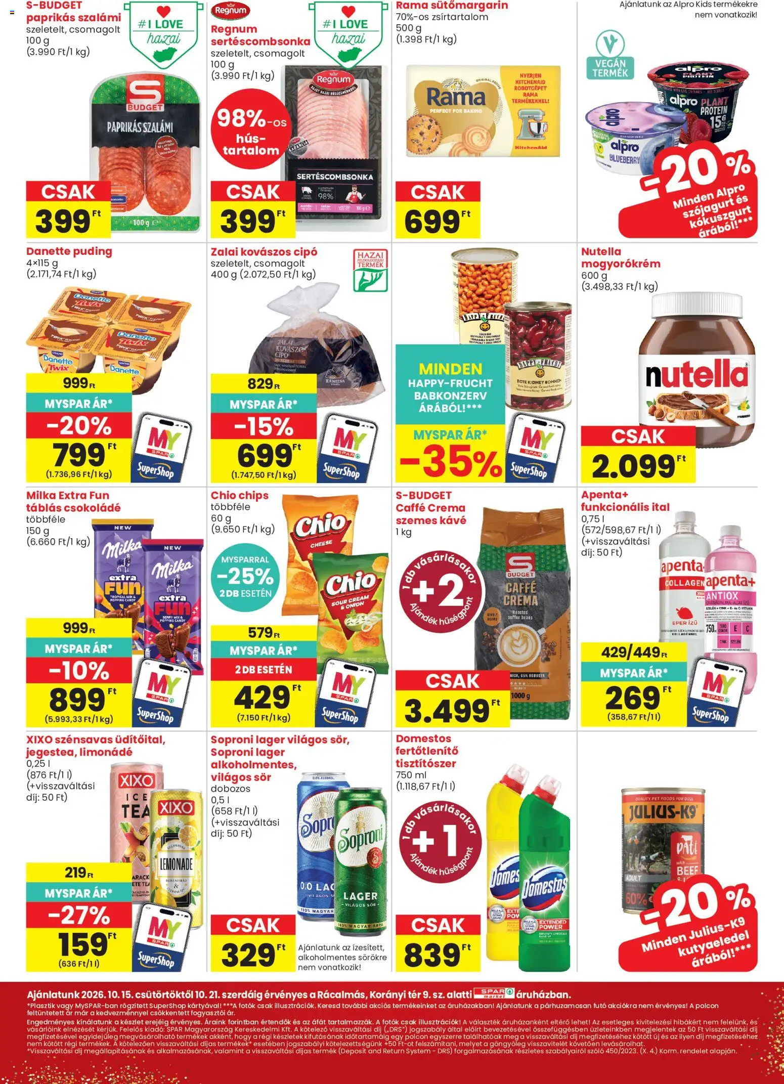 Spar Market akciós ujság - amely érvényes a következő dátumtól: 2026.10.15. | Oldal: 3 | Termékek: Chips, Hús, Limonádé, Csokoládé