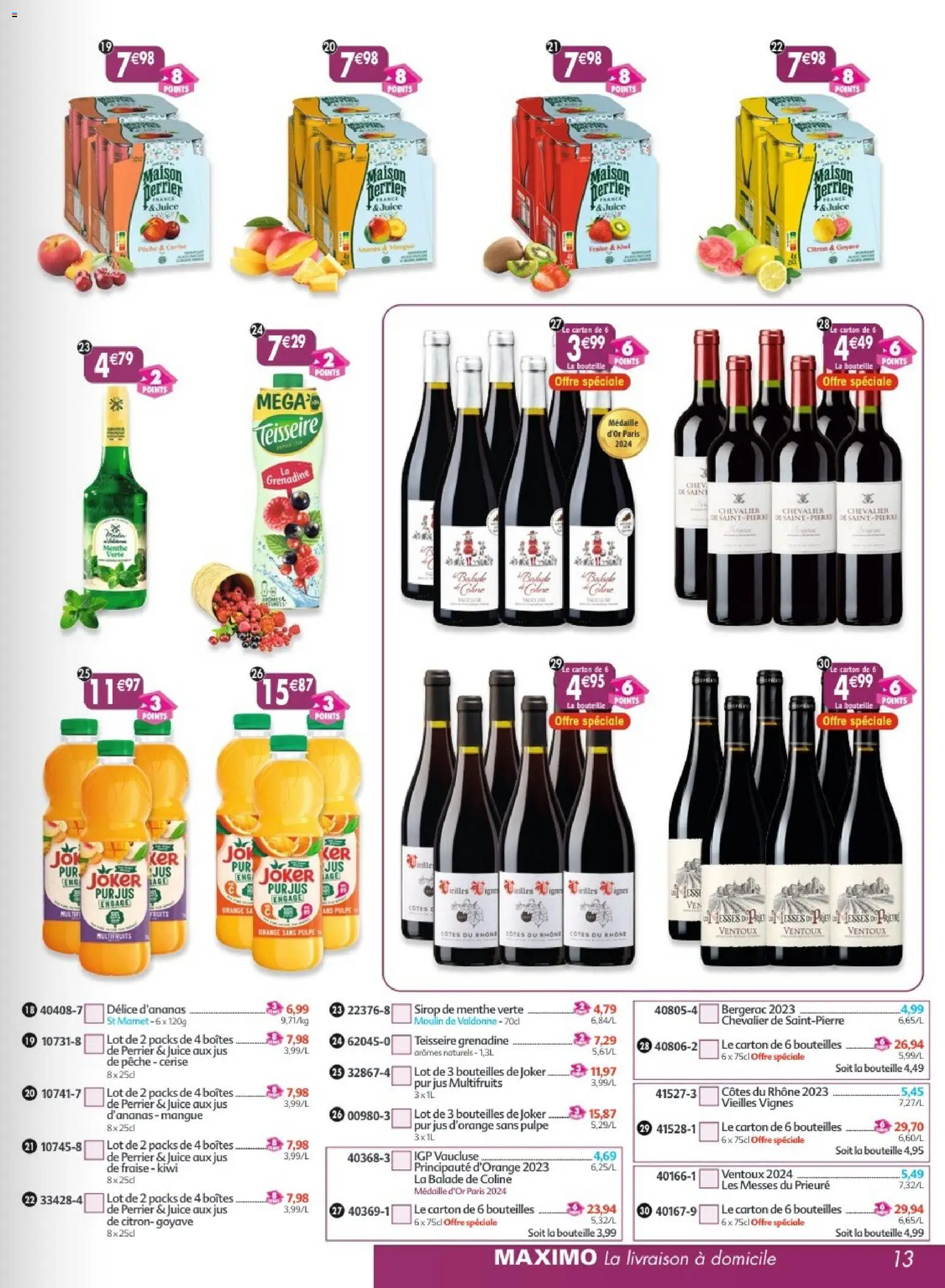 {H1} | Page: 13 | Produits: Goyave, Mangue, Jus, Kiwi