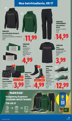 LIDL leidinys galioja nuo 2026.09.14 | Puslapis: 15 | Prekių: Marškinėliai, Džemperis, Trumpikės, Diržas