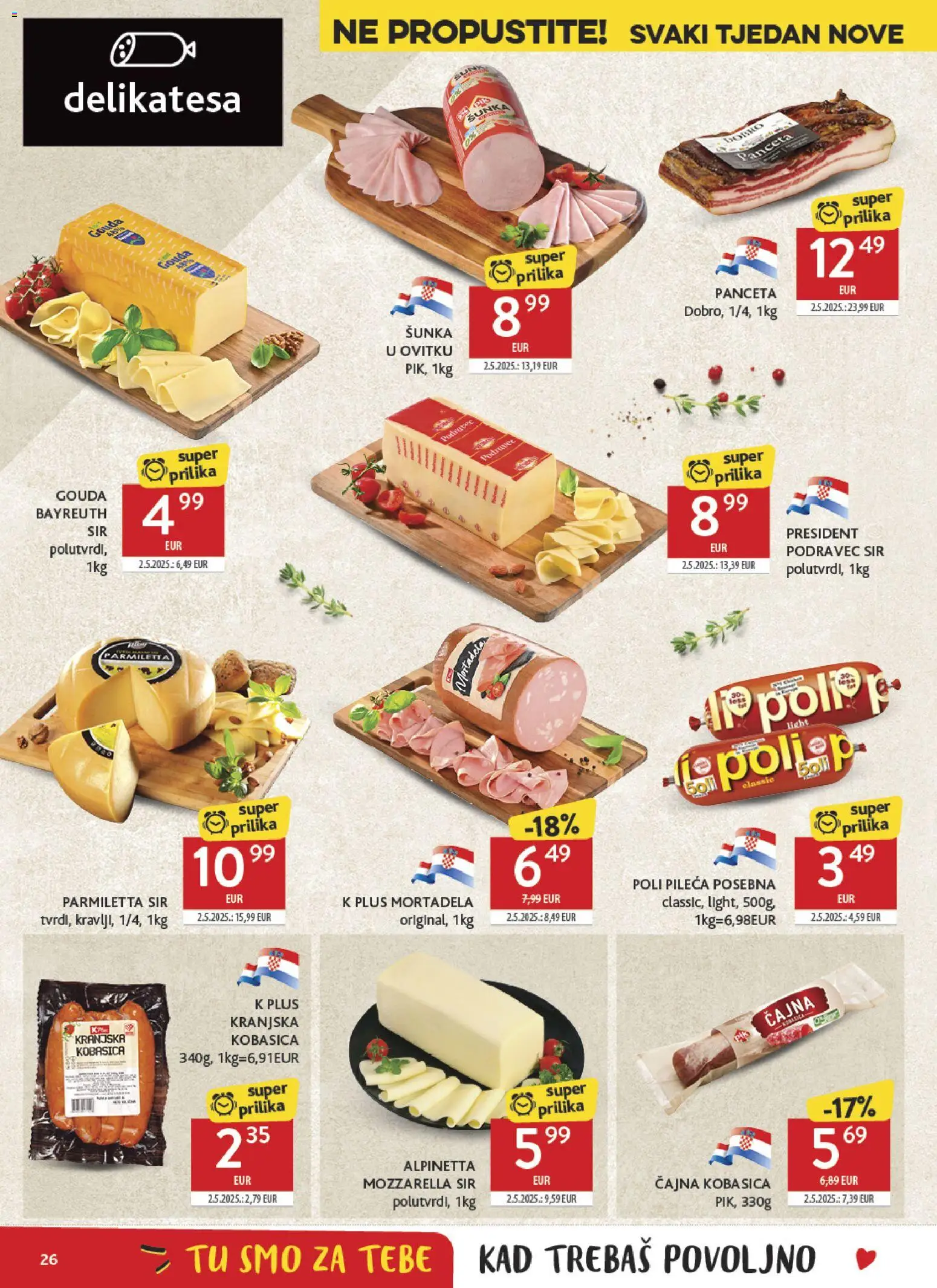 Konzum HR akciós ujság - amely érvényes a következő dátumtól: 20.05.2026 | Oldal: 26 | Termékek: Mozzarella, Gouda