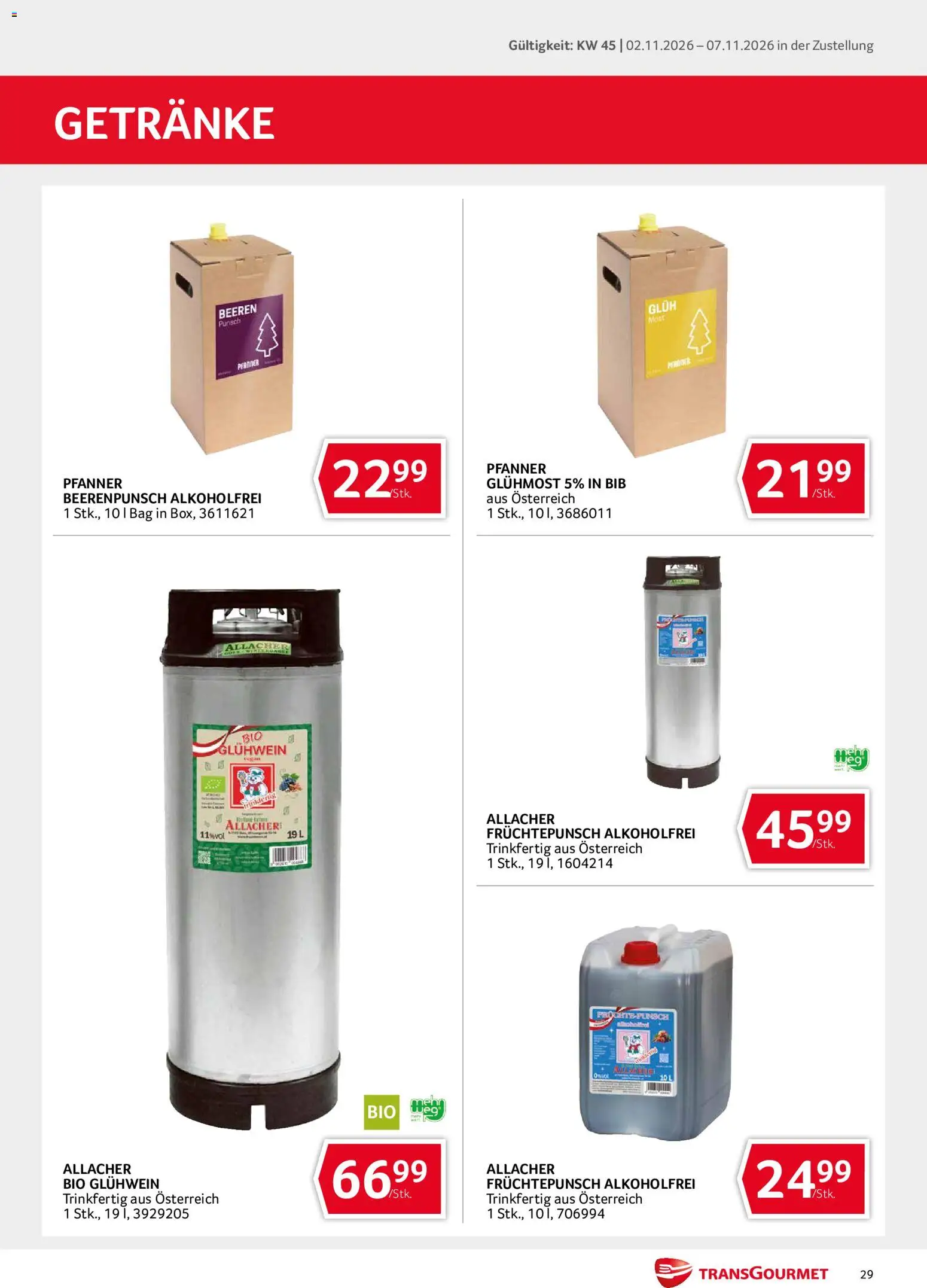 Transgourmet Flugblatt gültig ab 02.11.2026 | Seite: 29 | Produkte: Getränke