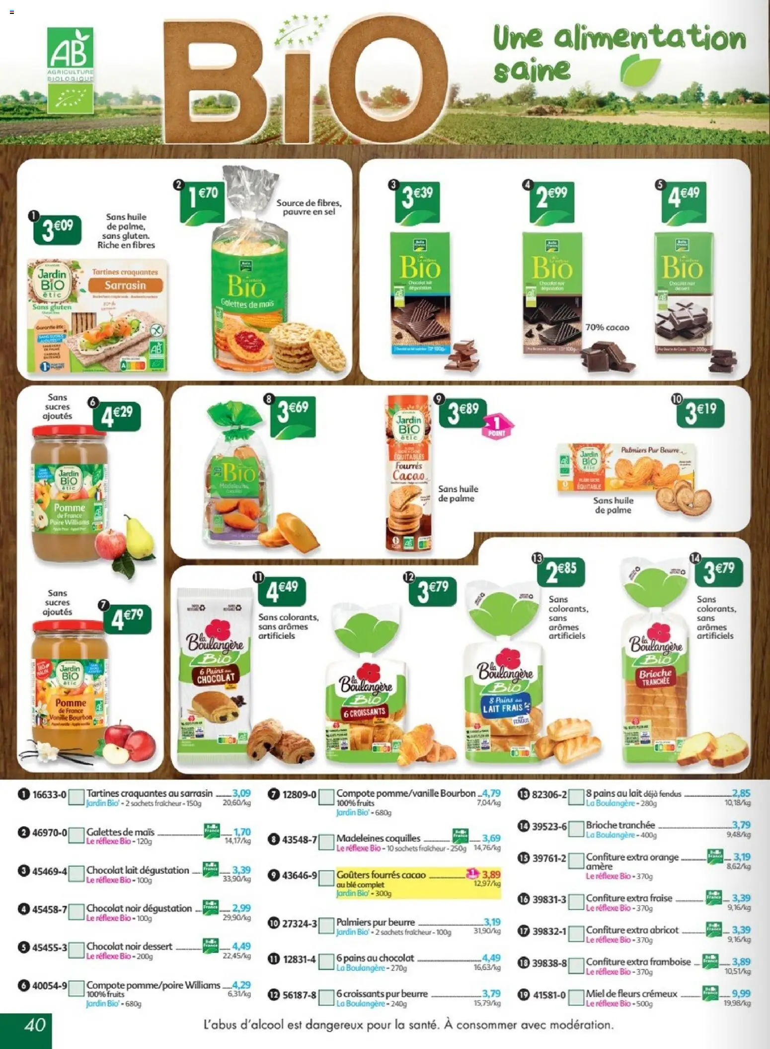 {H1} | Page: 40 | Produits: Orange, Tartines, Confiture, Bourbon
