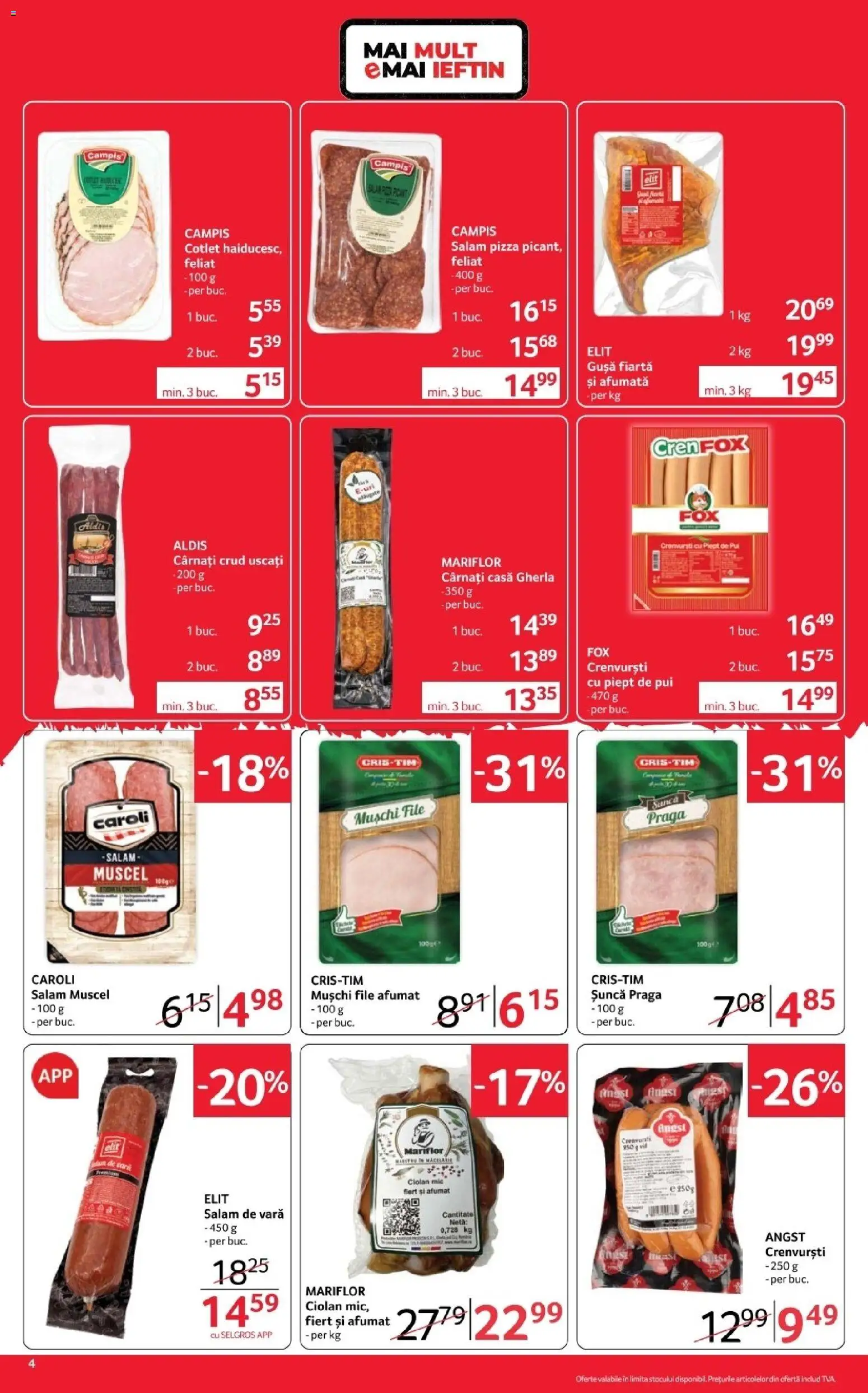 Noul catalog Selgros – valabil de la 30.10.2026 | Pagină: 4 | Produse: Sunca praga, Cotlet, Pui, Campis
