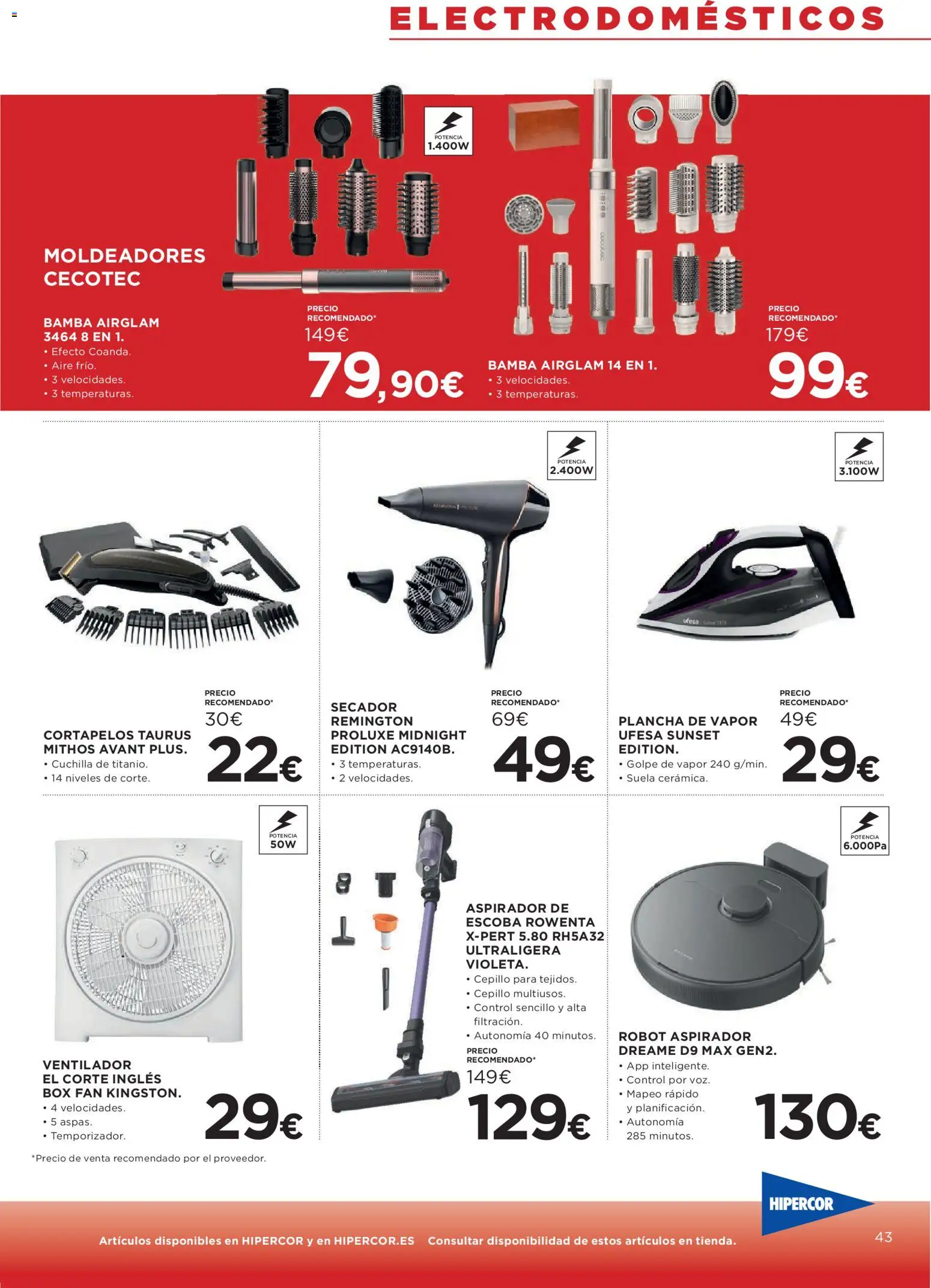 Hipercor catálogo │ válido desde el 16/07/2026 | Página: 43 | Productos: Cepillo, Escoba, Ventilador, Robot